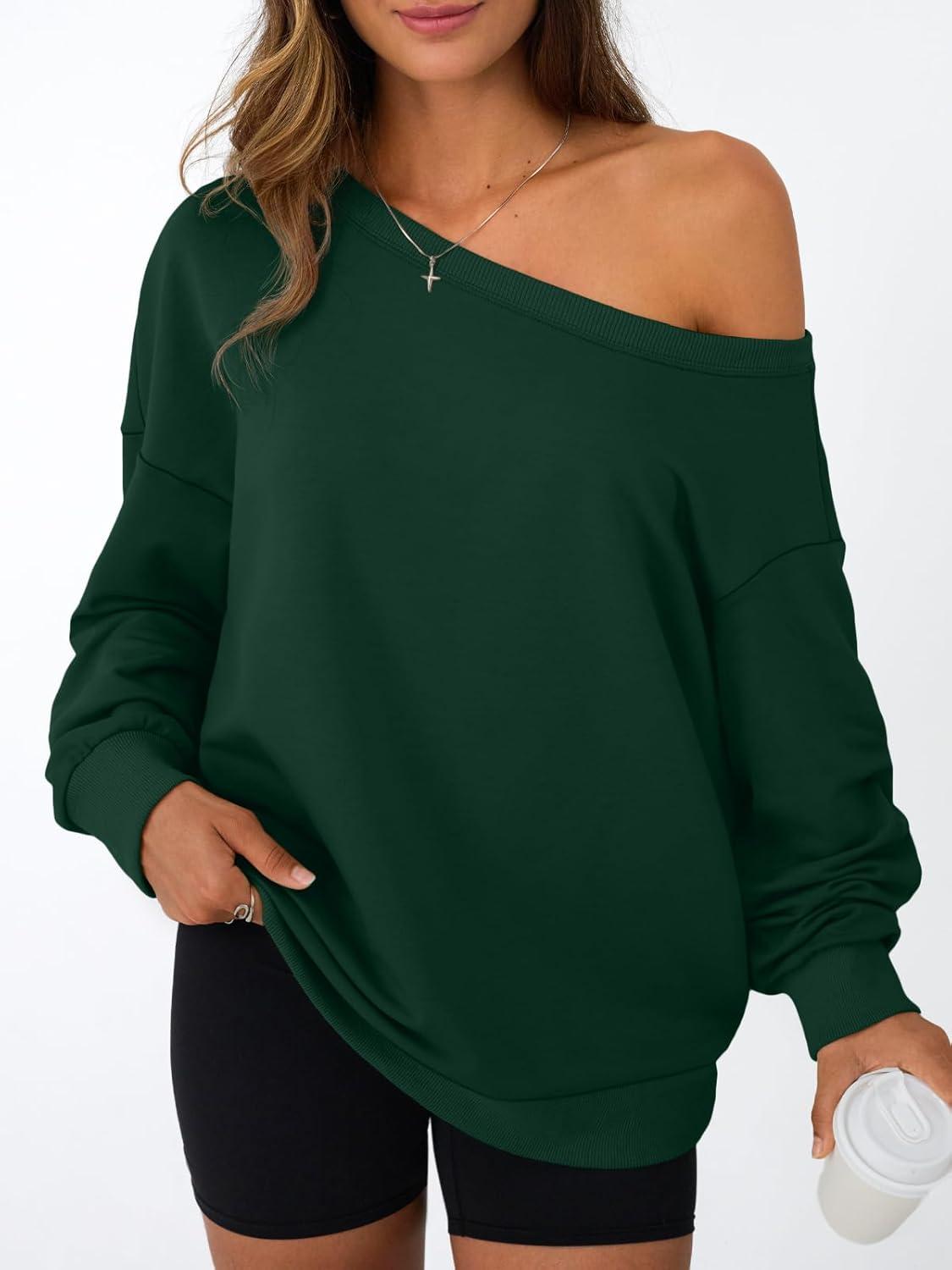 imageAUTOMET Women Off the Shoulder Sweatshirt Oversized Tops Fall Outfits 2025 Y2k Clothes Fashion Clothing Trendy TopGreen