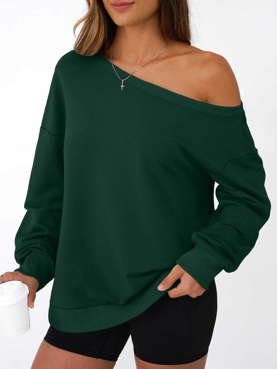 imageAUTOMET Women Off the Shoulder Sweatshirt Oversized Tops Fall Outfits 2025 Y2k Clothes Fashion Clothing Trendy TopGreen