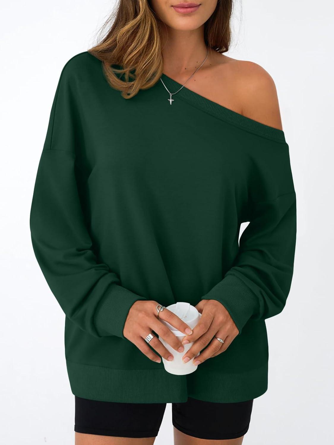 imageAUTOMET Women Off the Shoulder Sweatshirt Oversized Tops Fall Outfits 2025 Y2k Clothes Fashion Clothing Trendy TopGreen