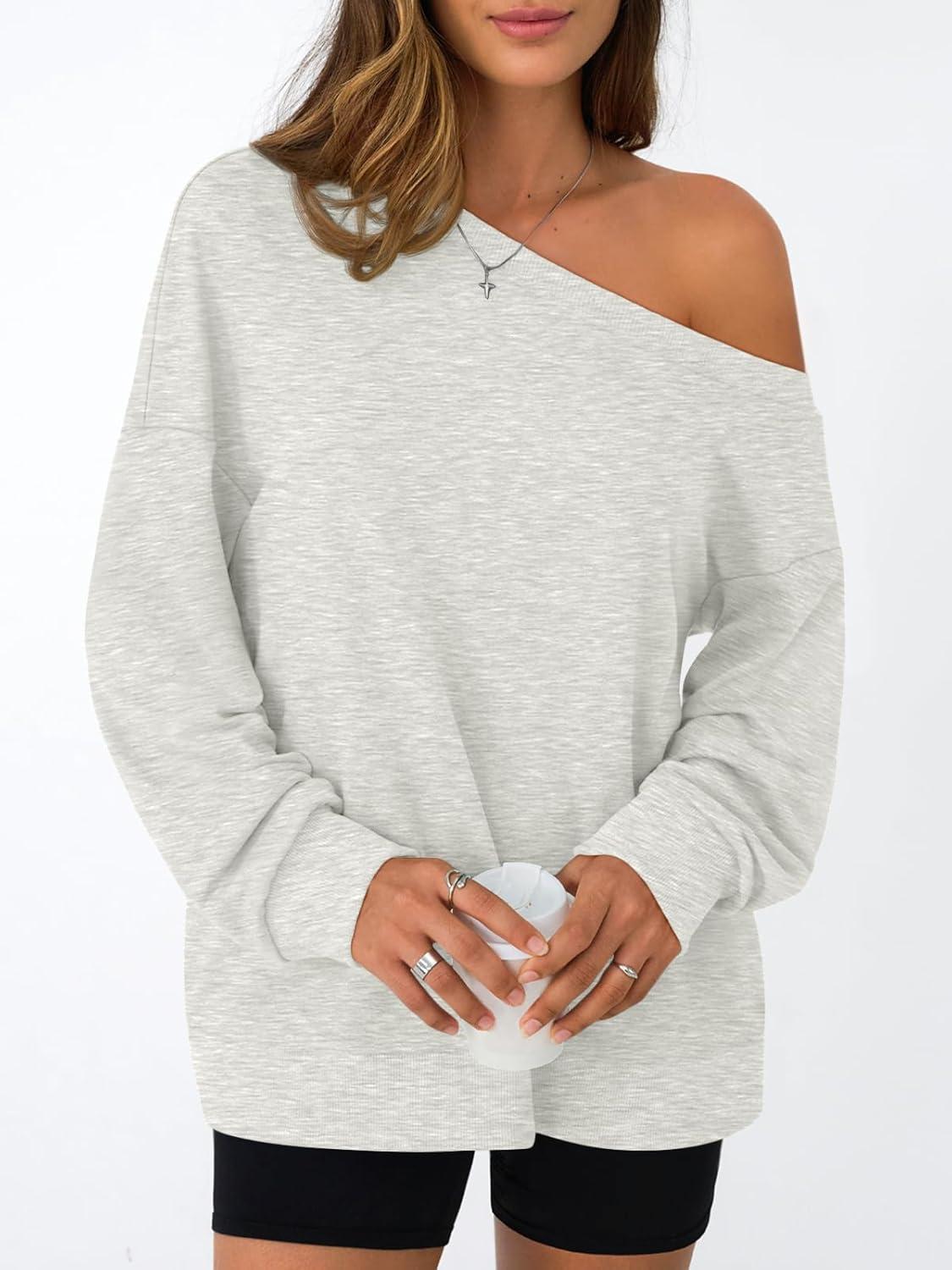 imageAUTOMET Women Off the Shoulder Sweatshirt Oversized Tops Fall Outfits 2025 Y2k Clothes Fashion Clothing Trendy TopGrey