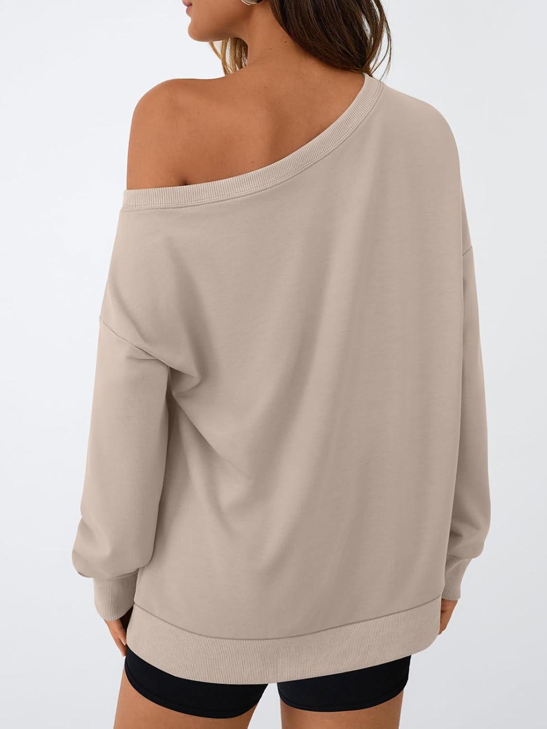 imageAUTOMET Women Off the Shoulder Sweatshirt Oversized Tops Fall Outfits 2025 Y2k Clothes Fashion Clothing Trendy TopKhaki