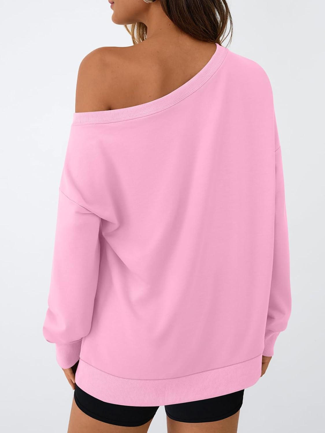 imageAUTOMET Women Off the Shoulder Sweatshirt Oversized Tops Fall Outfits 2025 Y2k Clothes Fashion Clothing Trendy TopPink