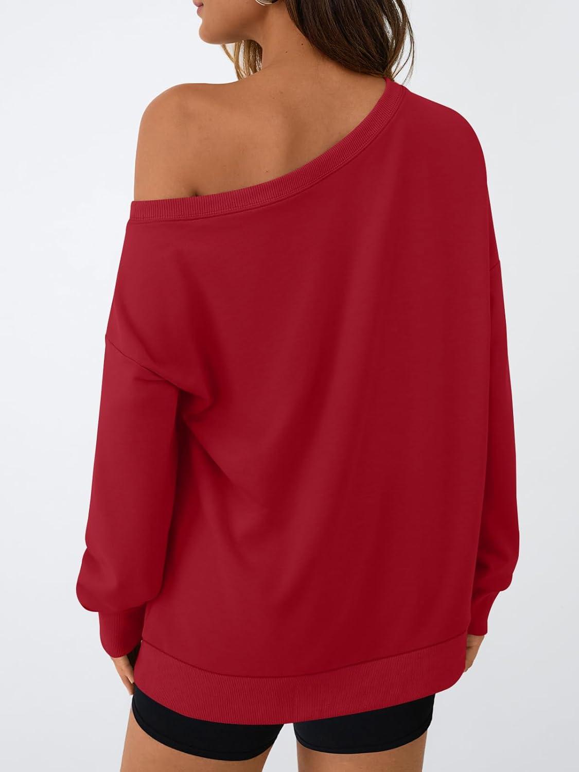 imageAUTOMET Women Off the Shoulder Sweatshirt Oversized Tops Fall Outfits 2025 Y2k Clothes Fashion Clothing Trendy TopRed