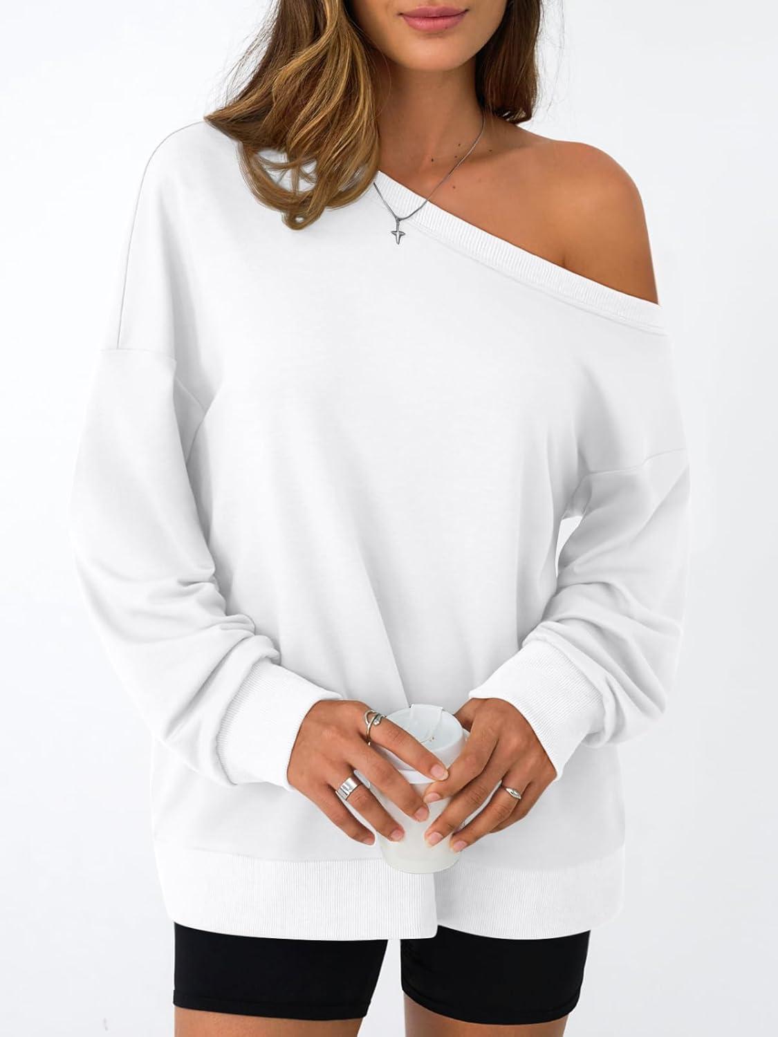 imageAUTOMET Women Off the Shoulder Sweatshirt Oversized Tops Fall Outfits 2025 Y2k Clothes Fashion Clothing Trendy TopWhite