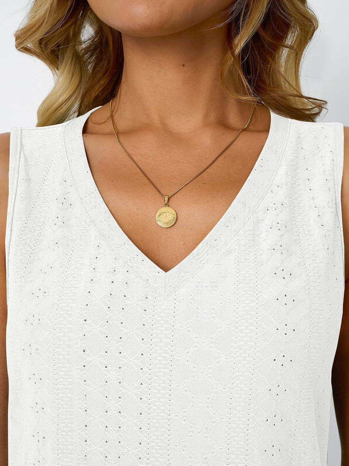 imageAUTOMET Women Summer Tank Top Eyelet Embroidery 2025 Vacation Sleeveless V Neck Loose Fit Shirt Spring Fashion Casual ClothesWhite