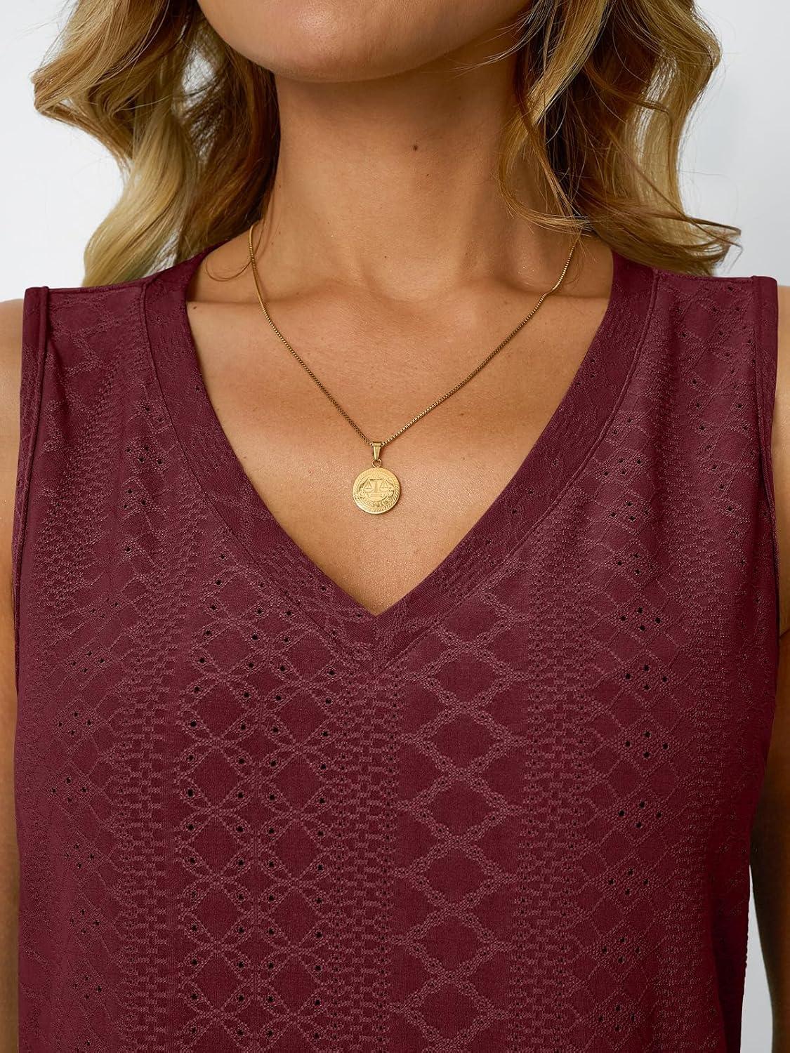 imageAUTOMET Women Summer Tank Top Eyelet Embroidery 2025 Vacation Sleeveless V Neck Loose Fit Shirt Spring Fashion Casual ClothesWinered