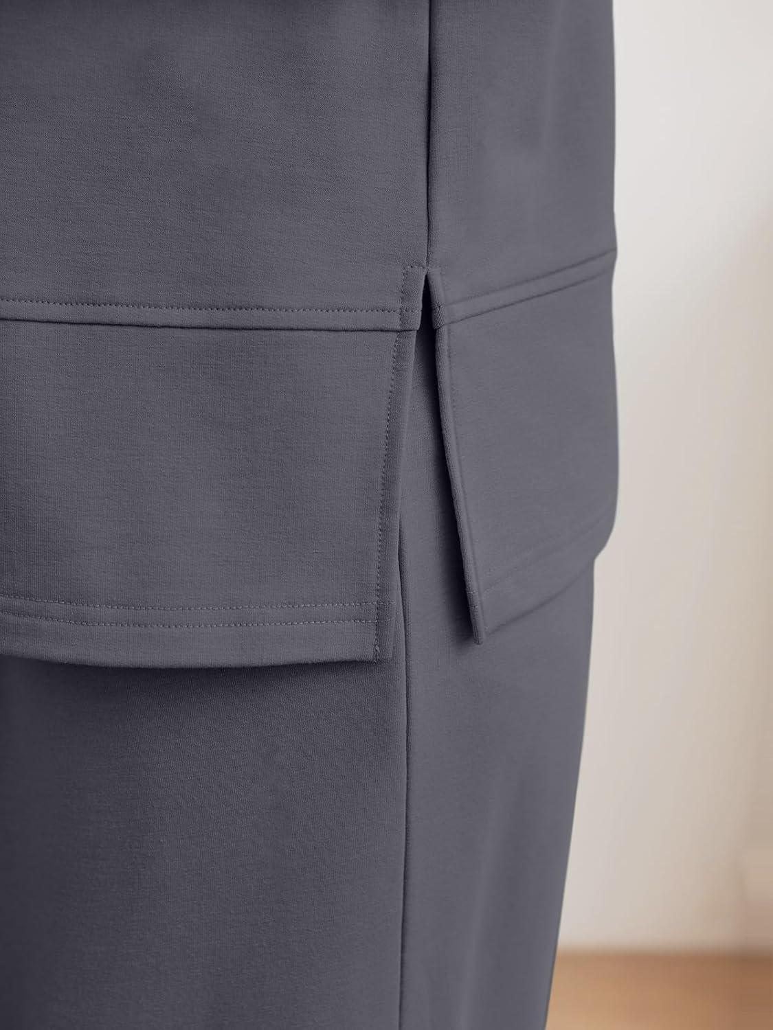 imageAUTOMET Womens 2 Piece Sweatsuits Outfit Lounge Sets Side Slit Sweatshirt Wide Leg Tracksuit Travel Loungewear with PocketsDark Grey