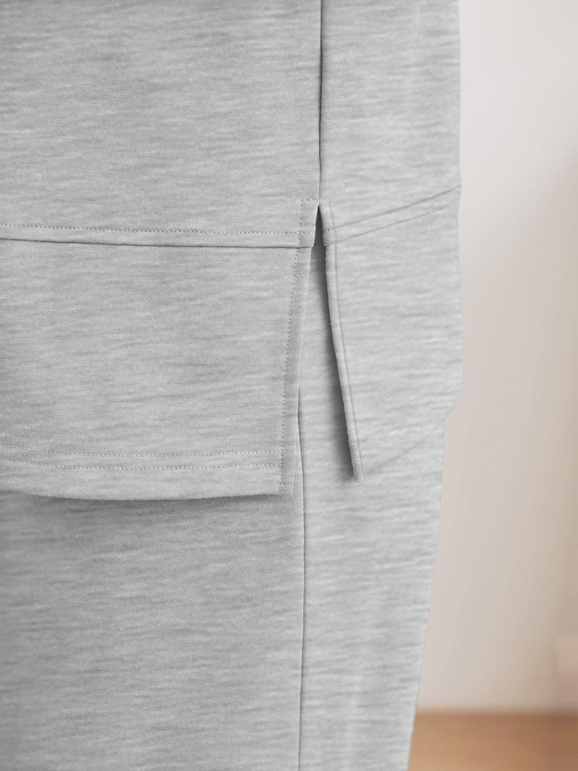 imageAUTOMET Womens 2 Piece Sweatsuits Outfit Lounge Sets Side Slit Sweatshirt Wide Leg Tracksuit Travel Loungewear with PocketsLight Grey