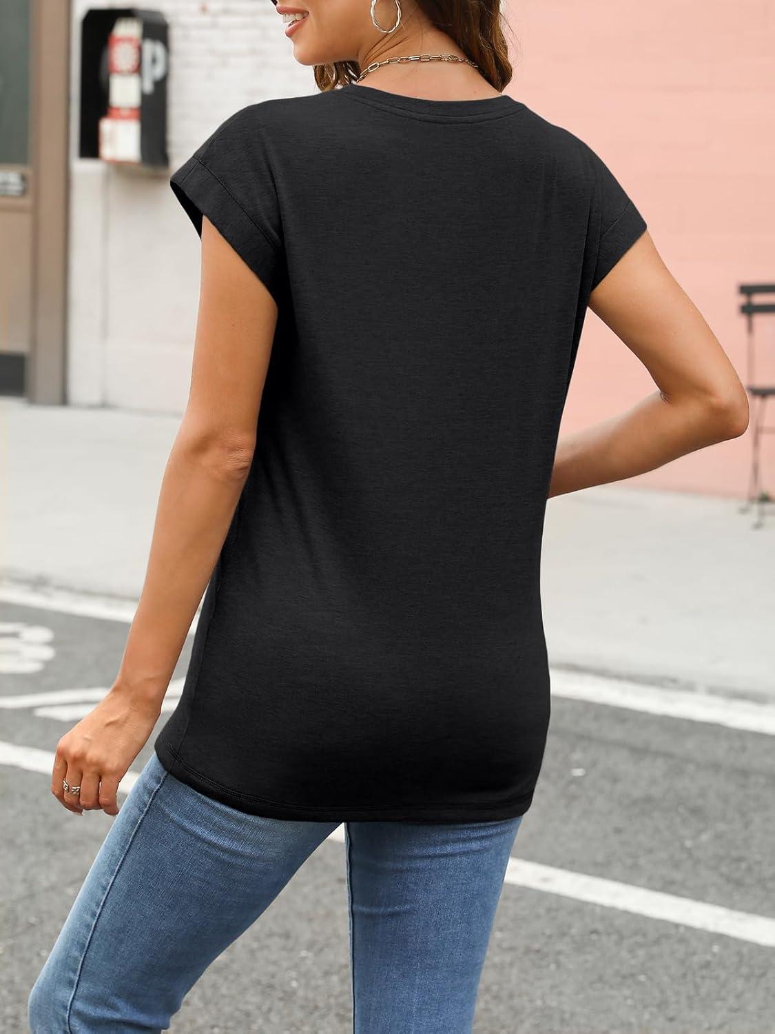 imageAUTOMET Womens Cap Sleeve Summer Tops T Shirts Business Casual Dressy Spring Fashion Outfits Cute Trendy Clothes 2025Black