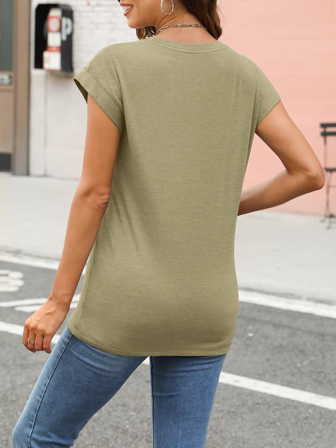 imageAUTOMET Womens Cap Sleeve Summer Tops T Shirts Business Casual Dressy Spring Fashion Outfits Cute Trendy Clothes 2025Lightgreen