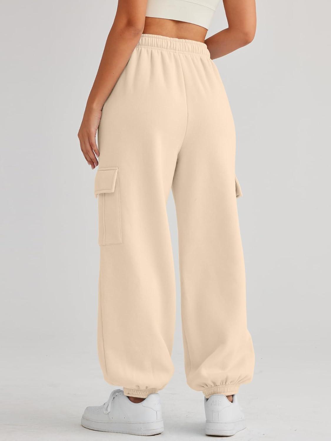 imageAUTOMET Womens Cargo Sweatpants Oversized Fleece Joggers Fall Fashion Outfits Y2k Clothes 2025 with PocketsApricot