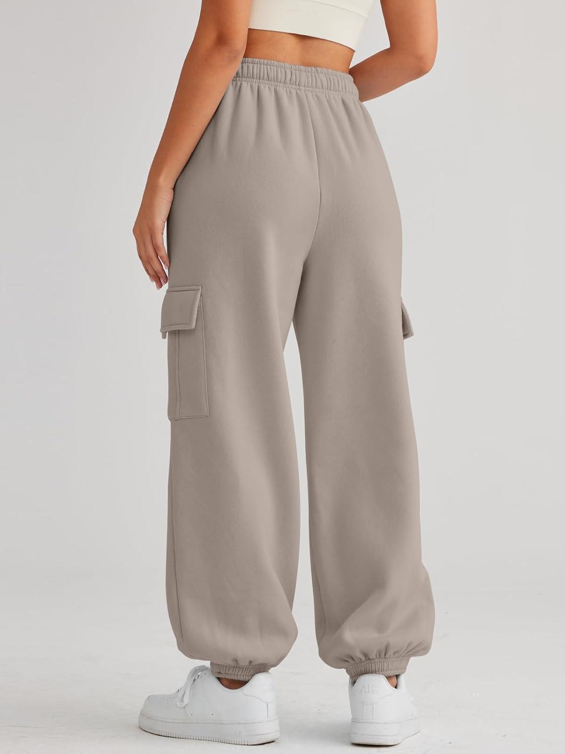 imageAUTOMET Womens Cargo Sweatpants Oversized Fleece Joggers Fall Fashion Outfits Y2k Clothes 2025 with PocketsCoffeegrey