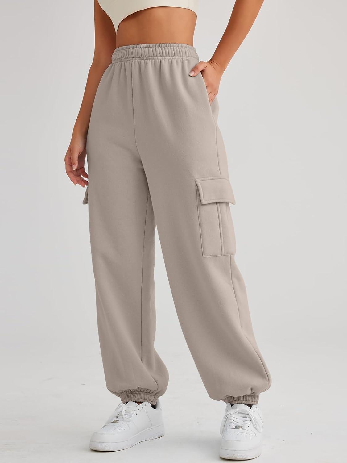 imageAUTOMET Womens Cargo Sweatpants Oversized Fleece Joggers Fall Fashion Outfits Y2k Clothes 2025 with PocketsCoffeegrey