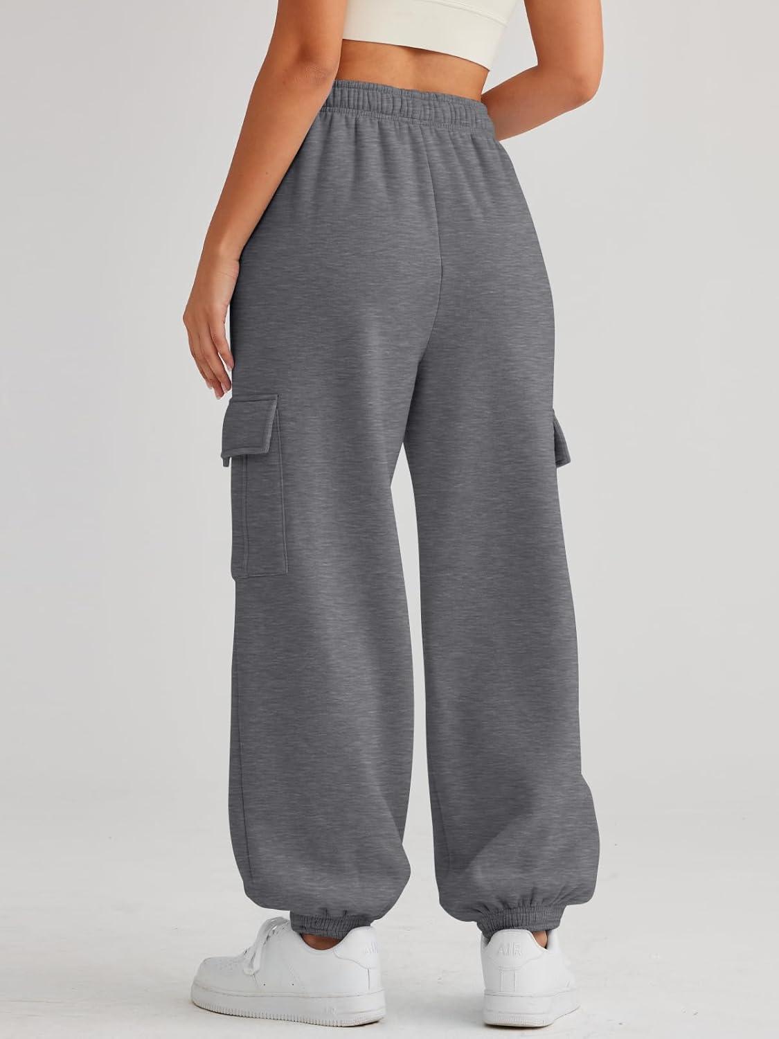imageAUTOMET Womens Cargo Sweatpants Oversized Fleece Joggers Fall Fashion Outfits Y2k Clothes 2025 with PocketsDarkgrey