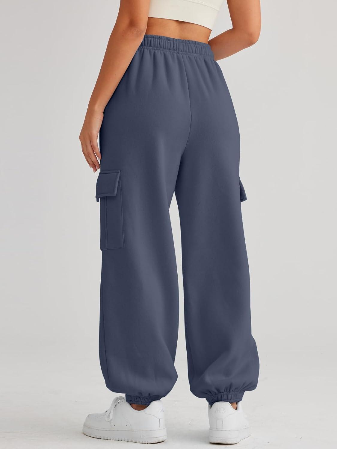 imageAUTOMET Womens Cargo Sweatpants Oversized Fleece Joggers Fall Fashion Outfits Y2k Clothes 2025 with PocketsGreyblue
