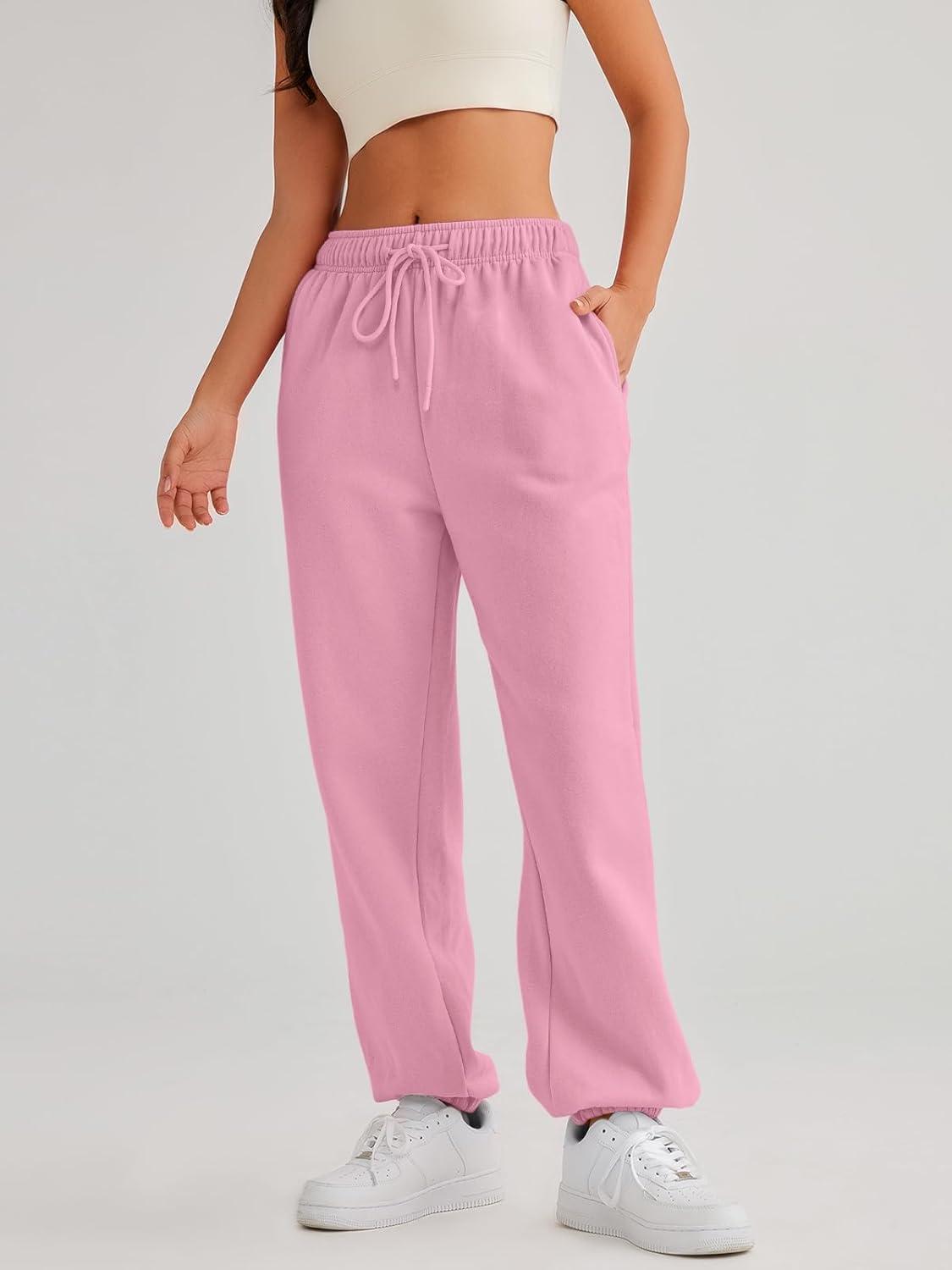 imageAUTOMET Womens Casual Baggy Fleece SweatpantsPink