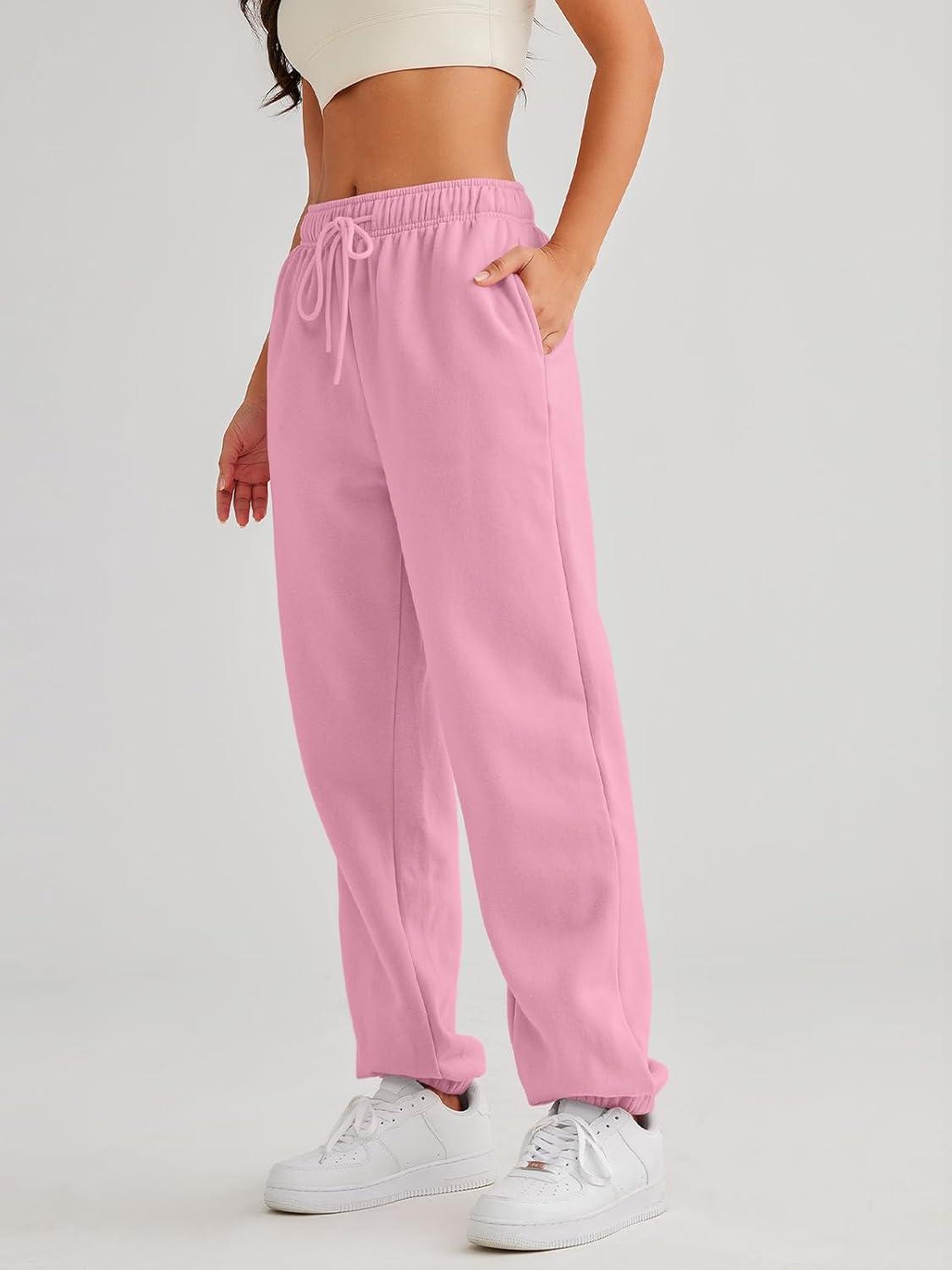 imageAUTOMET Womens Casual Baggy Fleece SweatpantsPink