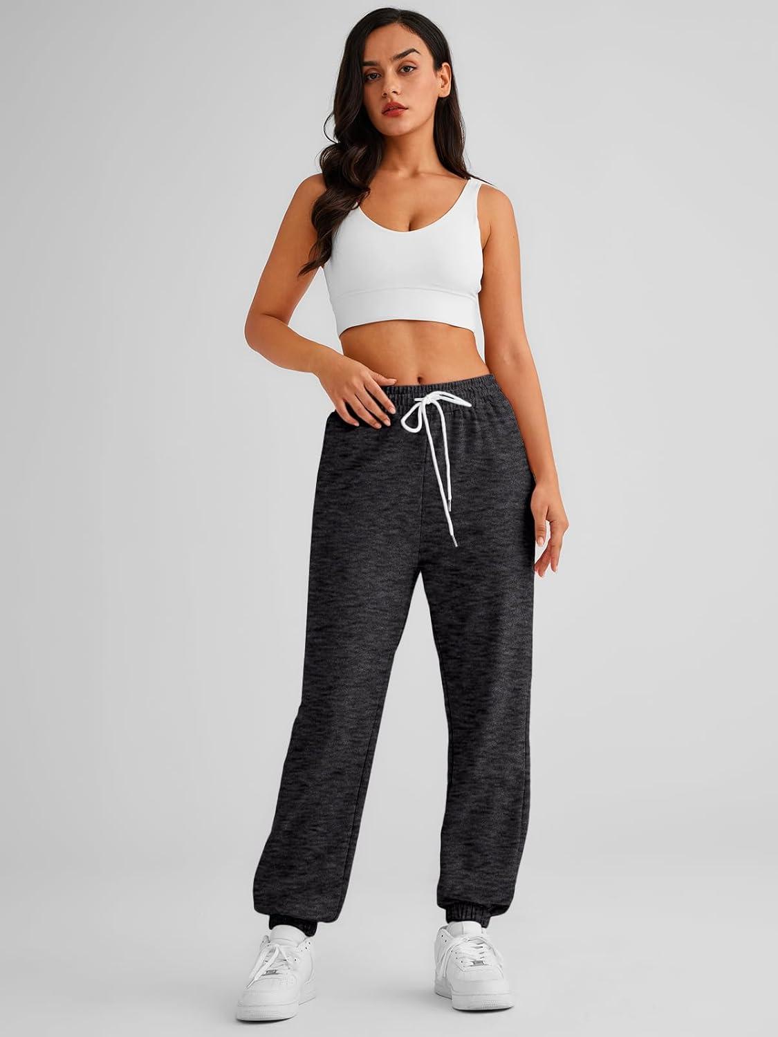 imageAUTOMET Womens Cinch Bottom Sweatpants Athletic Joggers Lounge Pants with PocketsBlack Grey