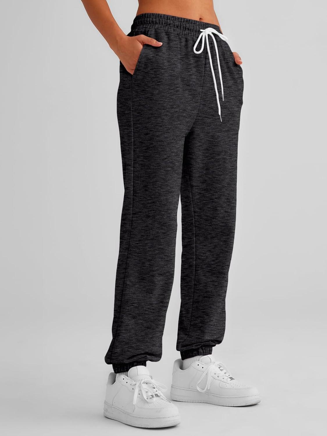 imageAUTOMET Womens Cinch Bottom Sweatpants Athletic Joggers Lounge Pants with PocketsBlack Grey