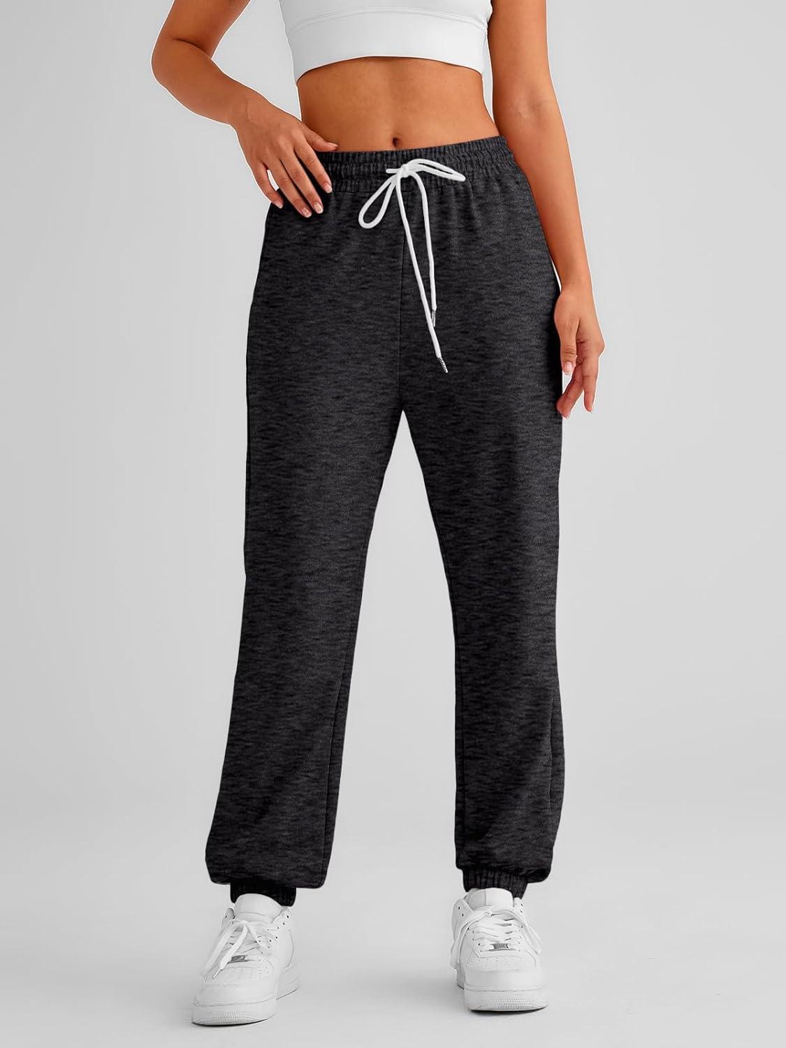 imageAUTOMET Womens Cinch Bottom Sweatpants Athletic Joggers Lounge Pants with PocketsBlack Grey