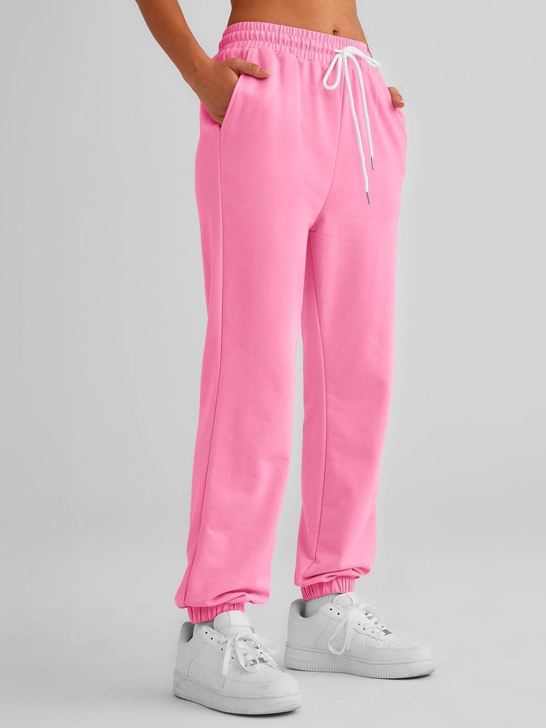 imageAUTOMET Womens Cinch Bottom Sweatpants Athletic Joggers Lounge Pants with PocketsLight Pink