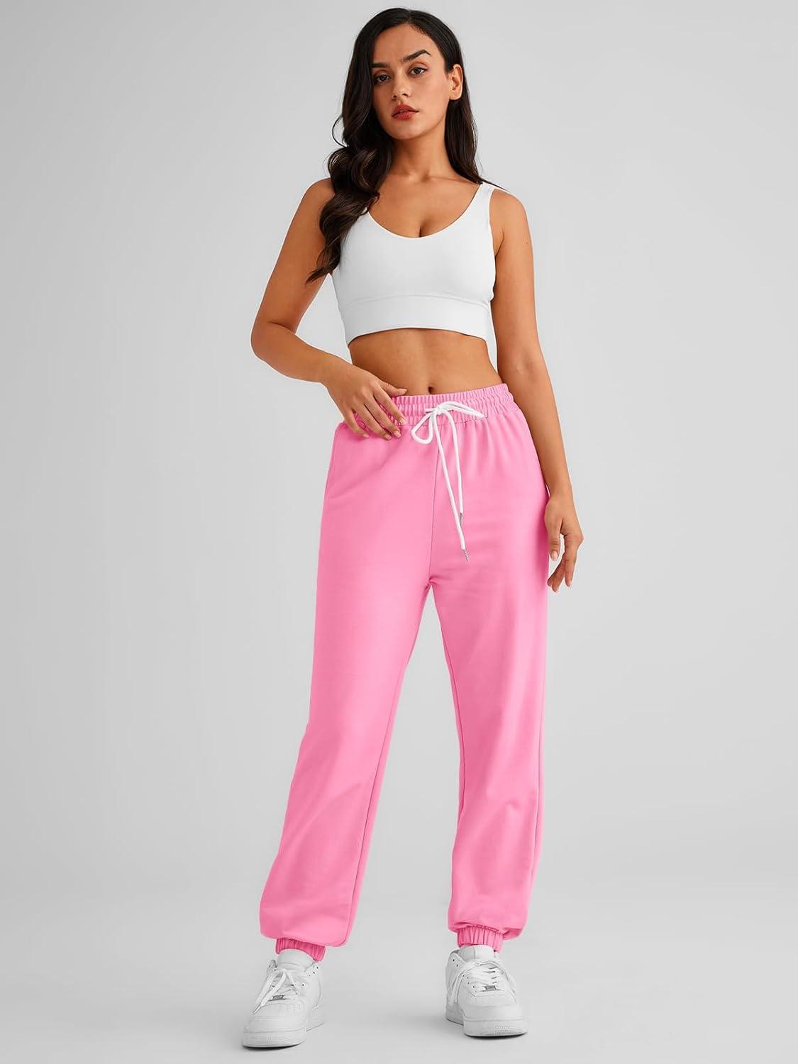 imageAUTOMET Womens Cinch Bottom Sweatpants Athletic Joggers Lounge Pants with PocketsLight Pink