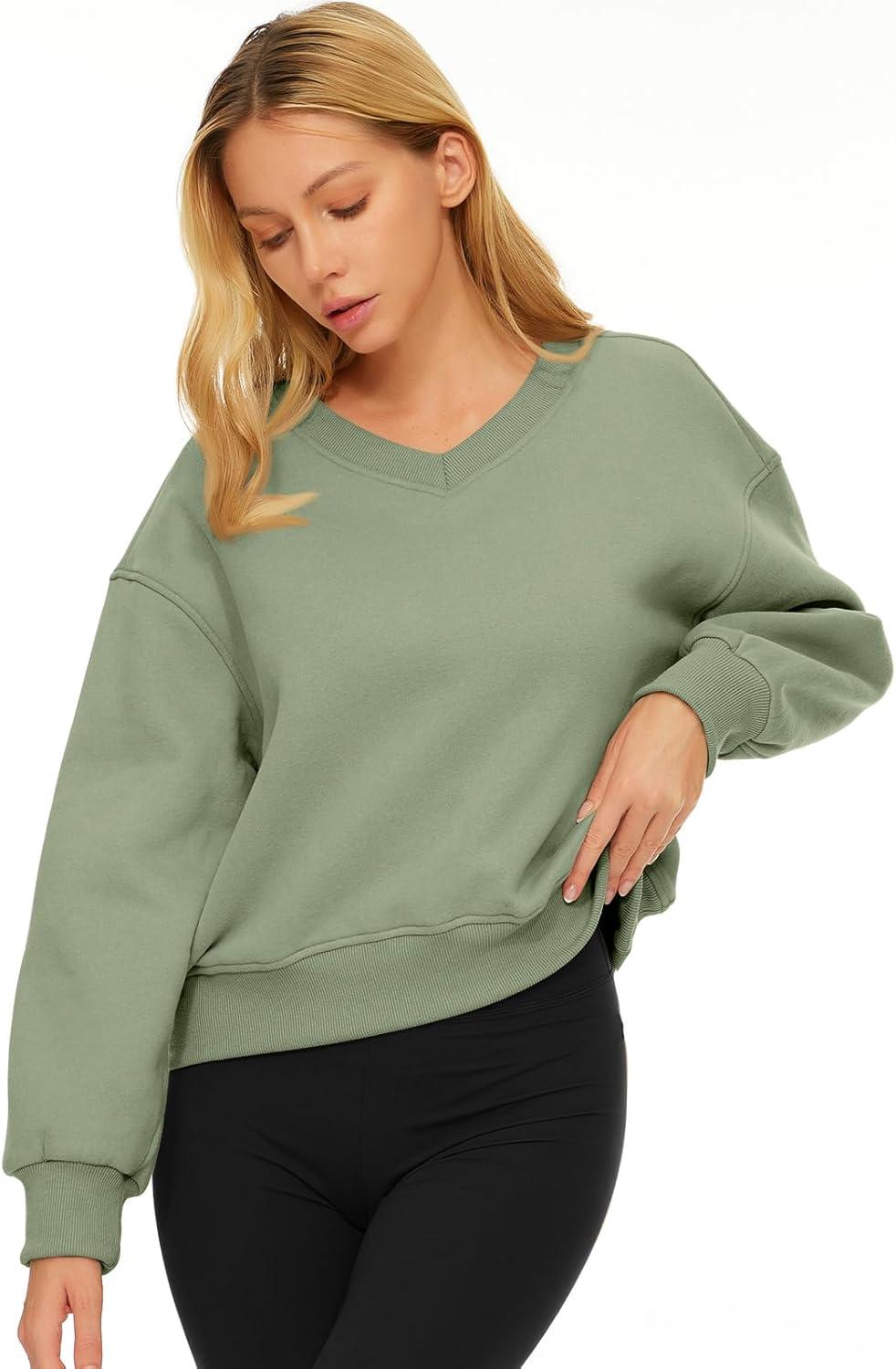 imageAUTOMET Womens Cropped Cute Sweatshirts Pullover Fleece Crop Sweaters Fall Fashion Outfits Clothes 2025Light Green