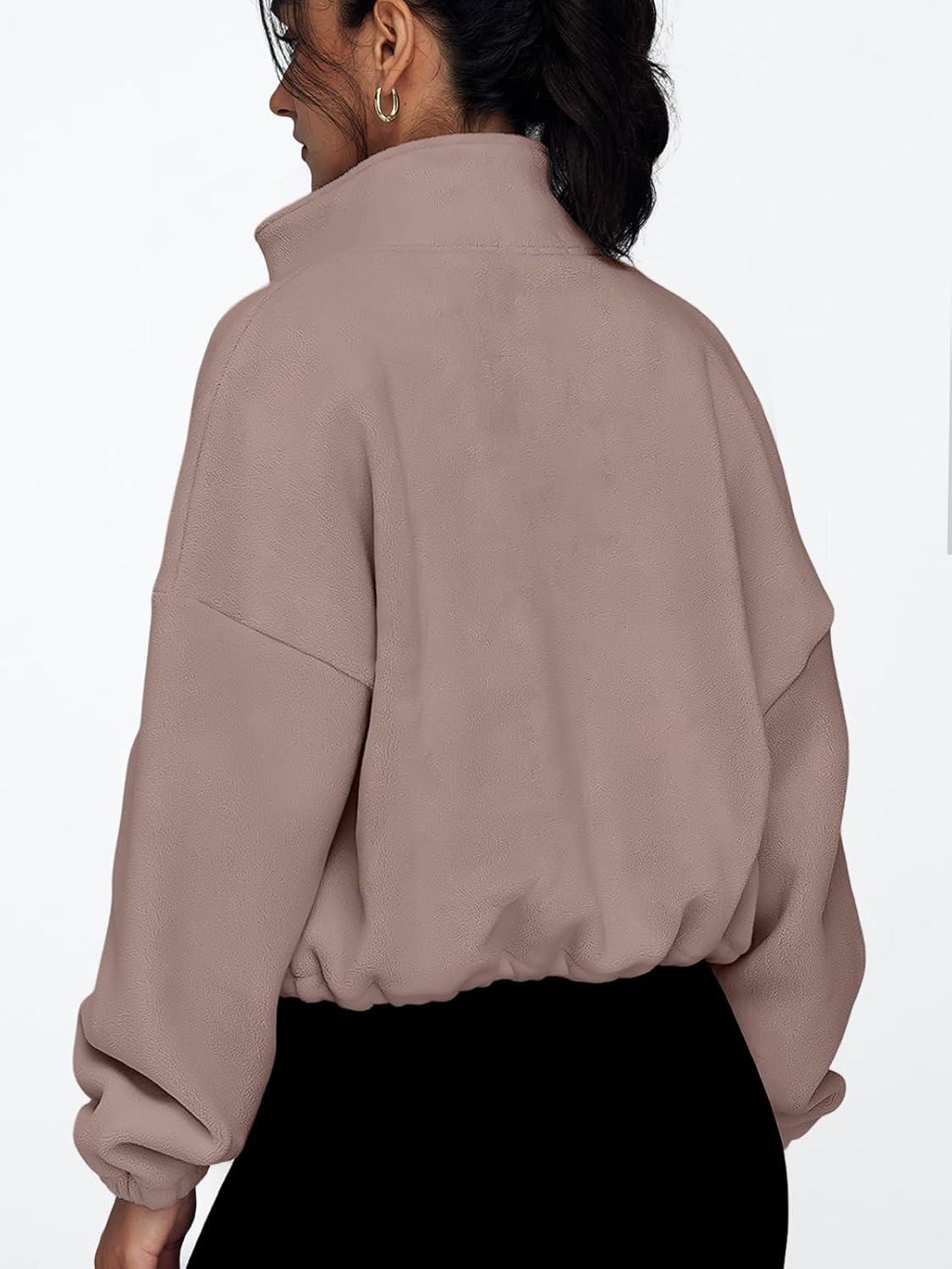 imageAUTOMET Womens Fleece Jackets Zip Up Oversized Sweatshirts Winter Clothes Long Sleeve Crop Sherpa Fall Outfits FashionCoffeegrey