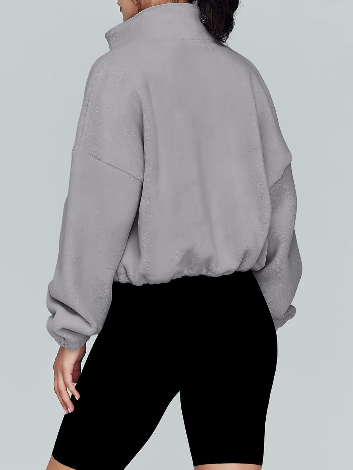 imageAUTOMET Womens Fleece Jackets Zip Up Oversized Sweatshirts Winter Clothes Long Sleeve Crop Sherpa Fall Outfits FashionGrey