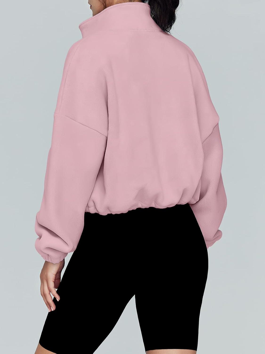 imageAUTOMET Womens Fleece Jackets Zip Up Oversized Sweatshirts Winter Clothes Long Sleeve Crop Sherpa Fall Outfits FashionPink