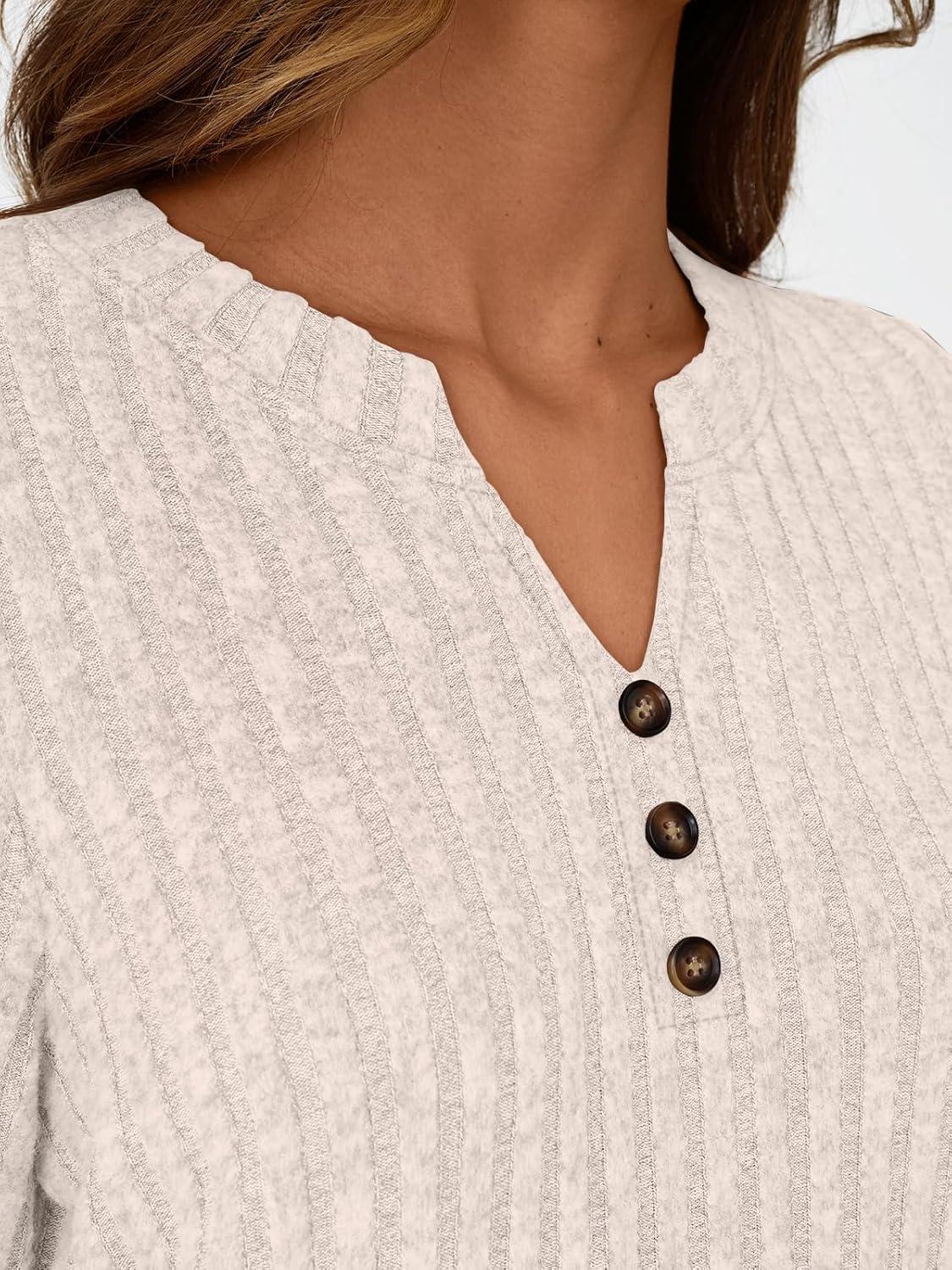 imageAUTOMET Womens Henley Long Sleeve Shirt Fall Top V Neck Fashion Dreesy Casual Tunic Sweaters Clothes Trendy Work OutfitsApricot