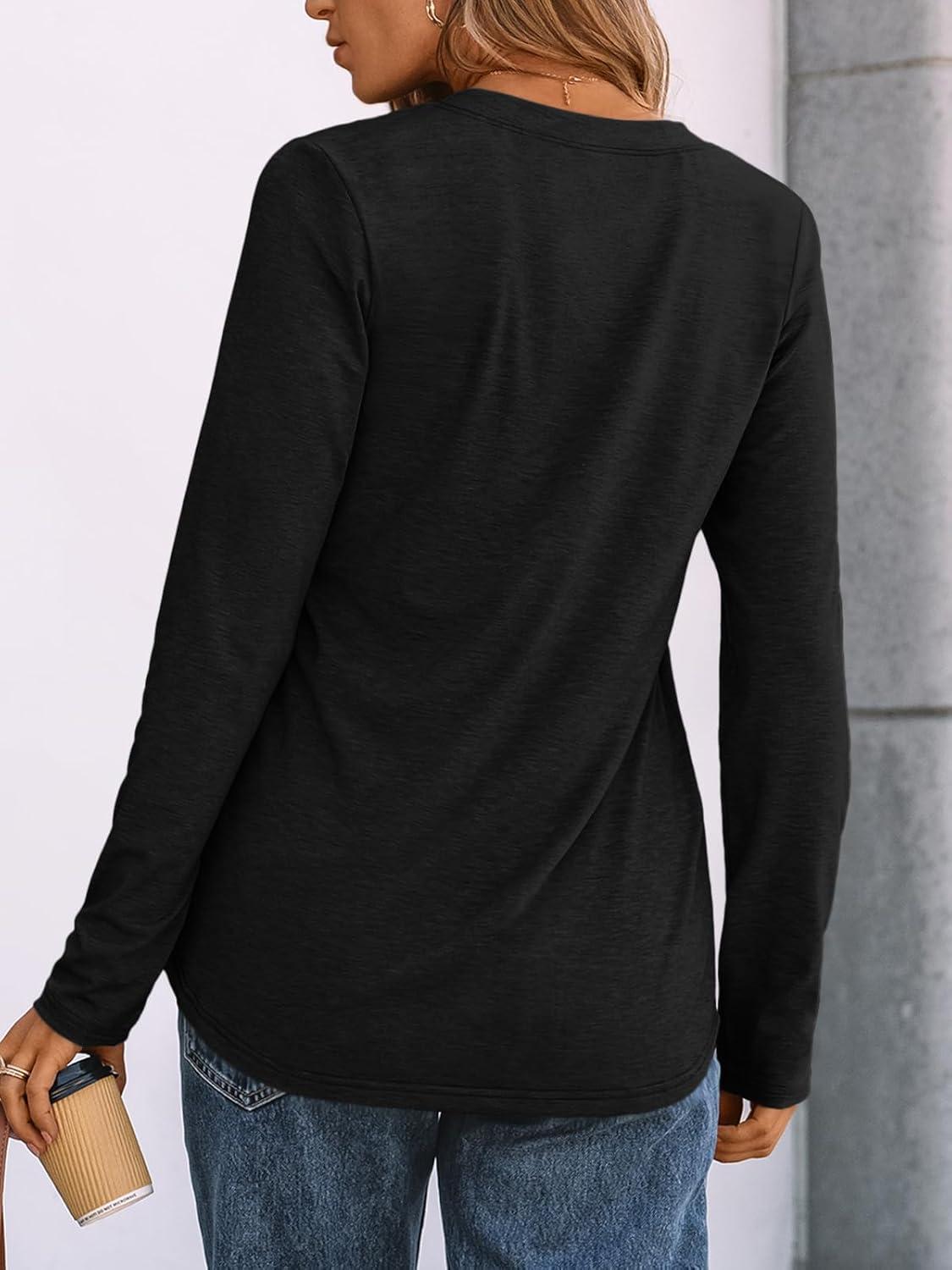 imageAUTOMET Womens Long Sleeve Shirts 2025 Fall Fashion Dressy Casual Tops Trendy Henley Blouses Cute Work Outfits ClothesBlack