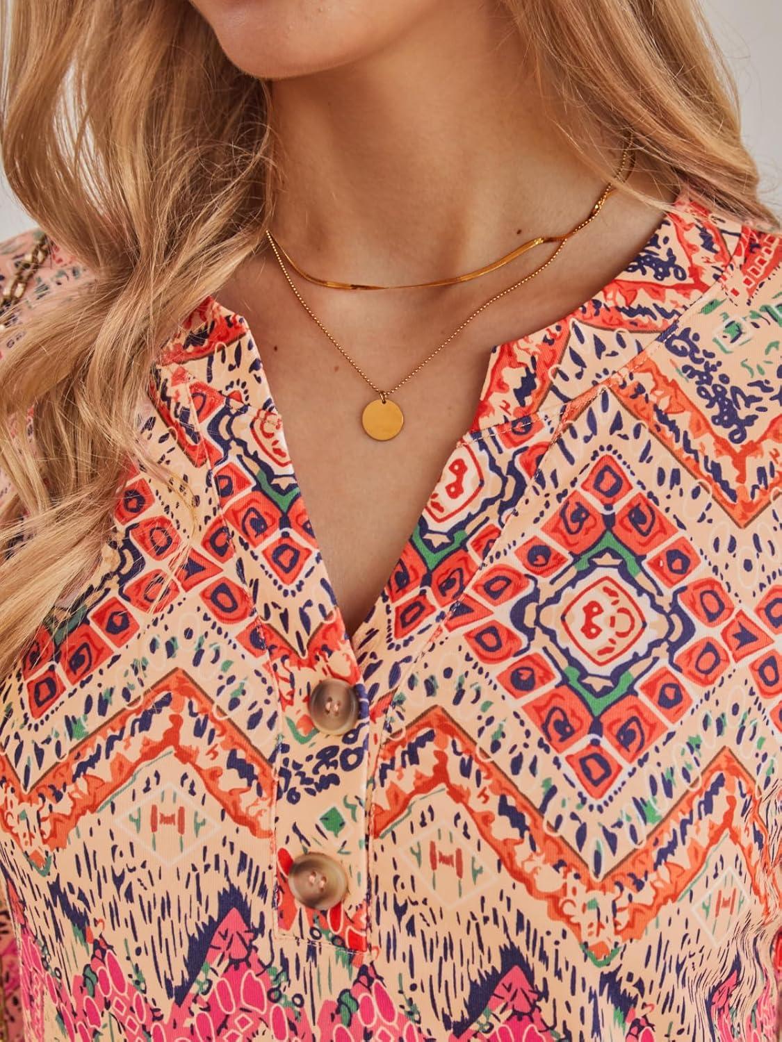 imageAUTOMET Womens Long Sleeve Shirts 2025 Fall Fashion Dressy Casual Tops Trendy Henley Blouses Cute Work Outfits ClothesBoho Orange