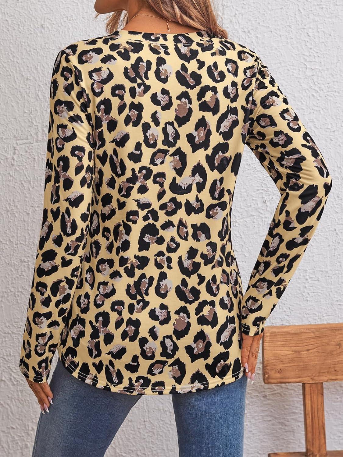 imageAUTOMET Womens Long Sleeve Shirts 2025 Fall Fashion Dressy Casual Tops Trendy Henley Blouses Cute Work Outfits ClothesLeopard