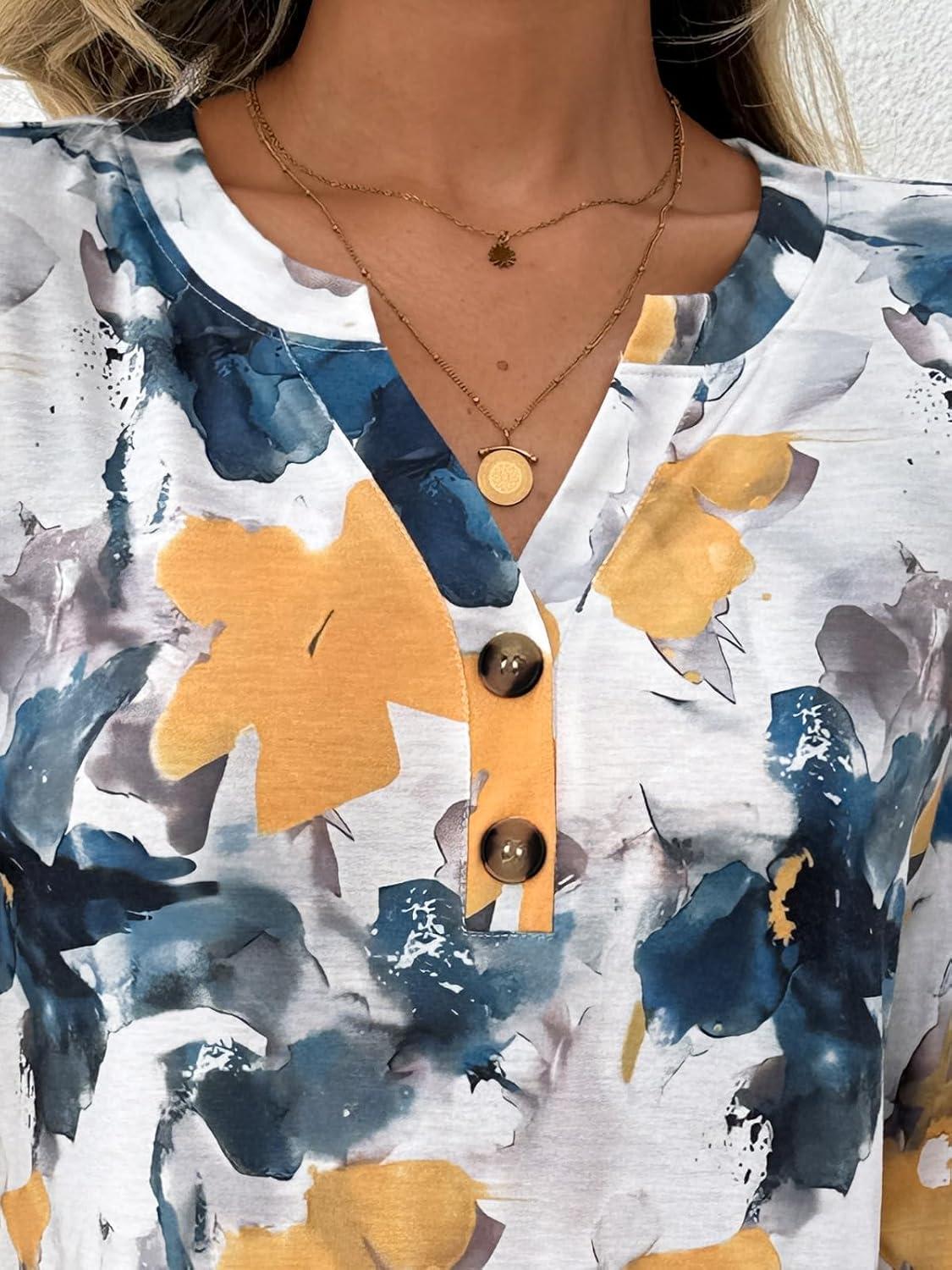 imageAUTOMET Womens Long Sleeve Shirts 2025 Fall Fashion Dressy Casual Tops Trendy Henley Blouses Cute Work Outfits ClothesMulti Watercolor