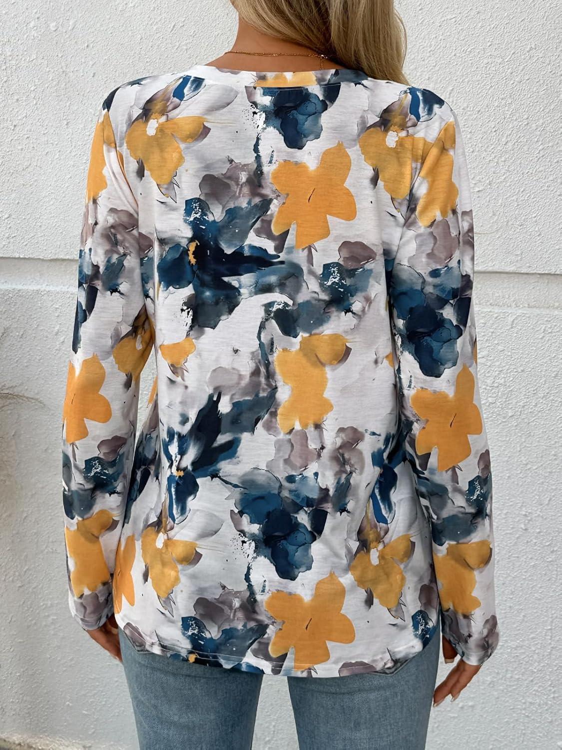 imageAUTOMET Womens Long Sleeve Shirts 2025 Fall Fashion Dressy Casual Tops Trendy Henley Blouses Cute Work Outfits ClothesMulti Watercolor