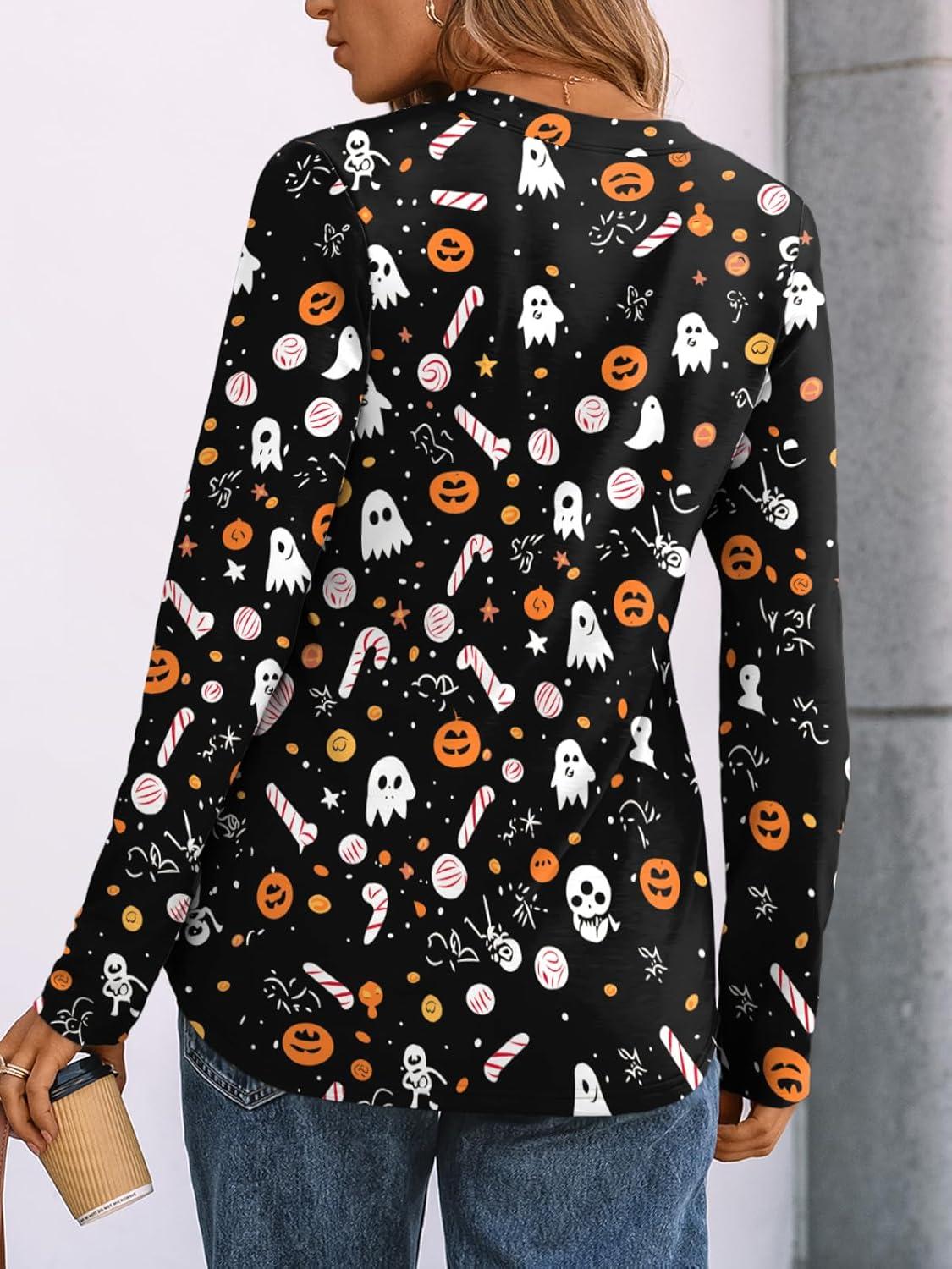 imageAUTOMET Womens Long Sleeve Shirts 2025 Fall Fashion Dressy Casual Tops Trendy Henley Blouses Cute Work Outfits ClothesPumpkin