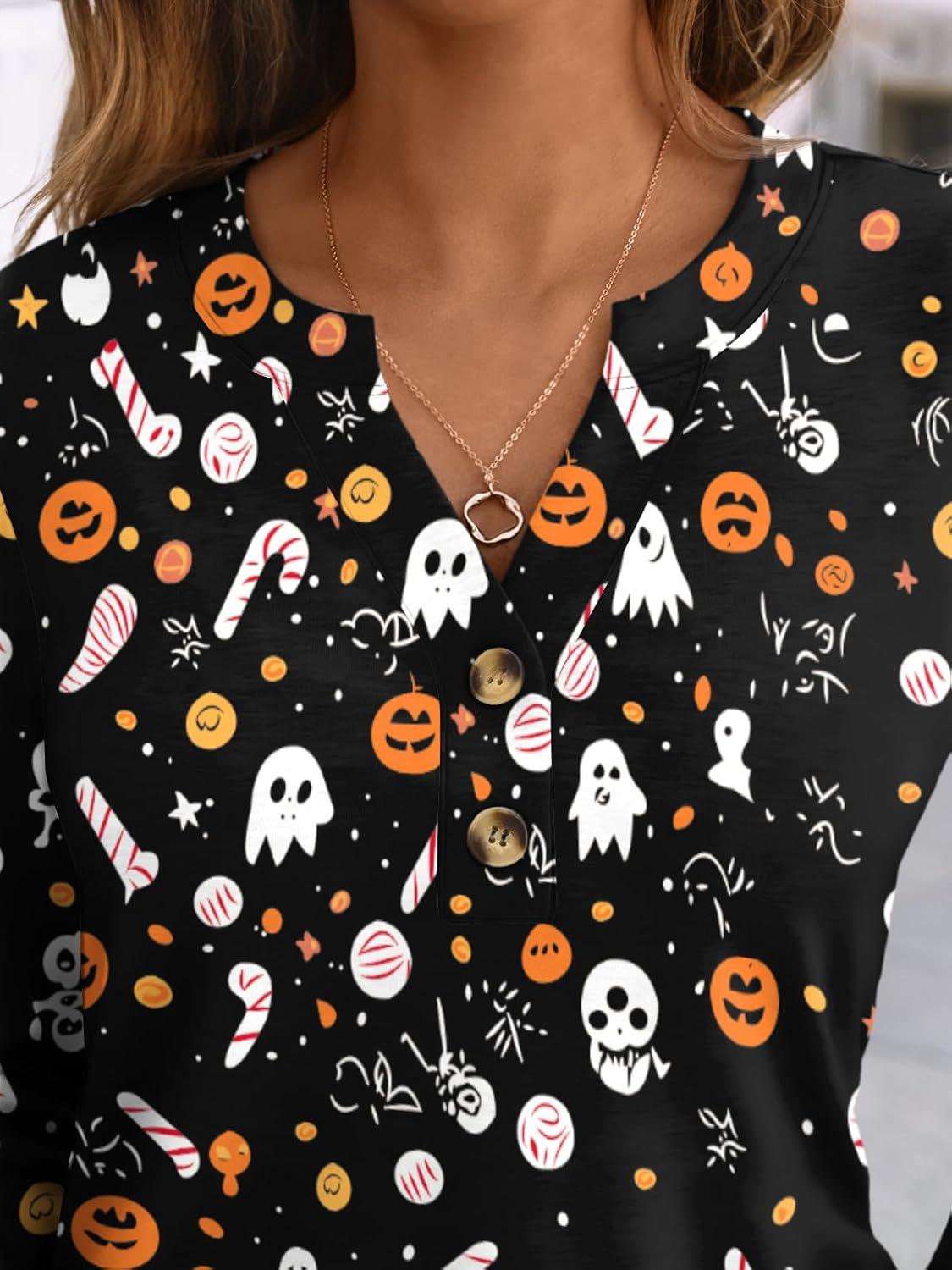 imageAUTOMET Womens Long Sleeve Shirts 2025 Fall Fashion Dressy Casual Tops Trendy Henley Blouses Cute Work Outfits ClothesPumpkin