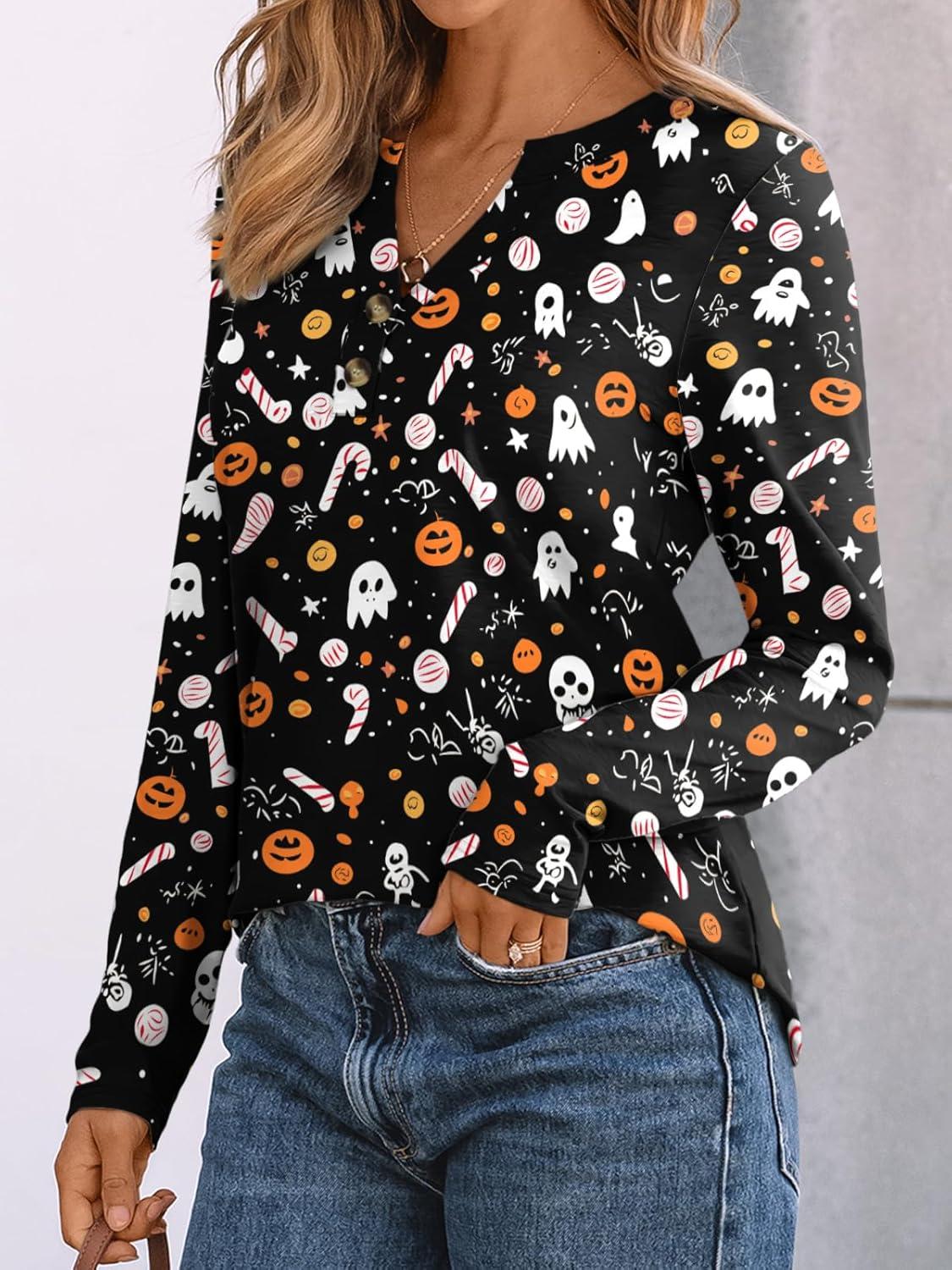 imageAUTOMET Womens Long Sleeve Shirts 2025 Fall Fashion Dressy Casual Tops Trendy Henley Blouses Cute Work Outfits ClothesPumpkin