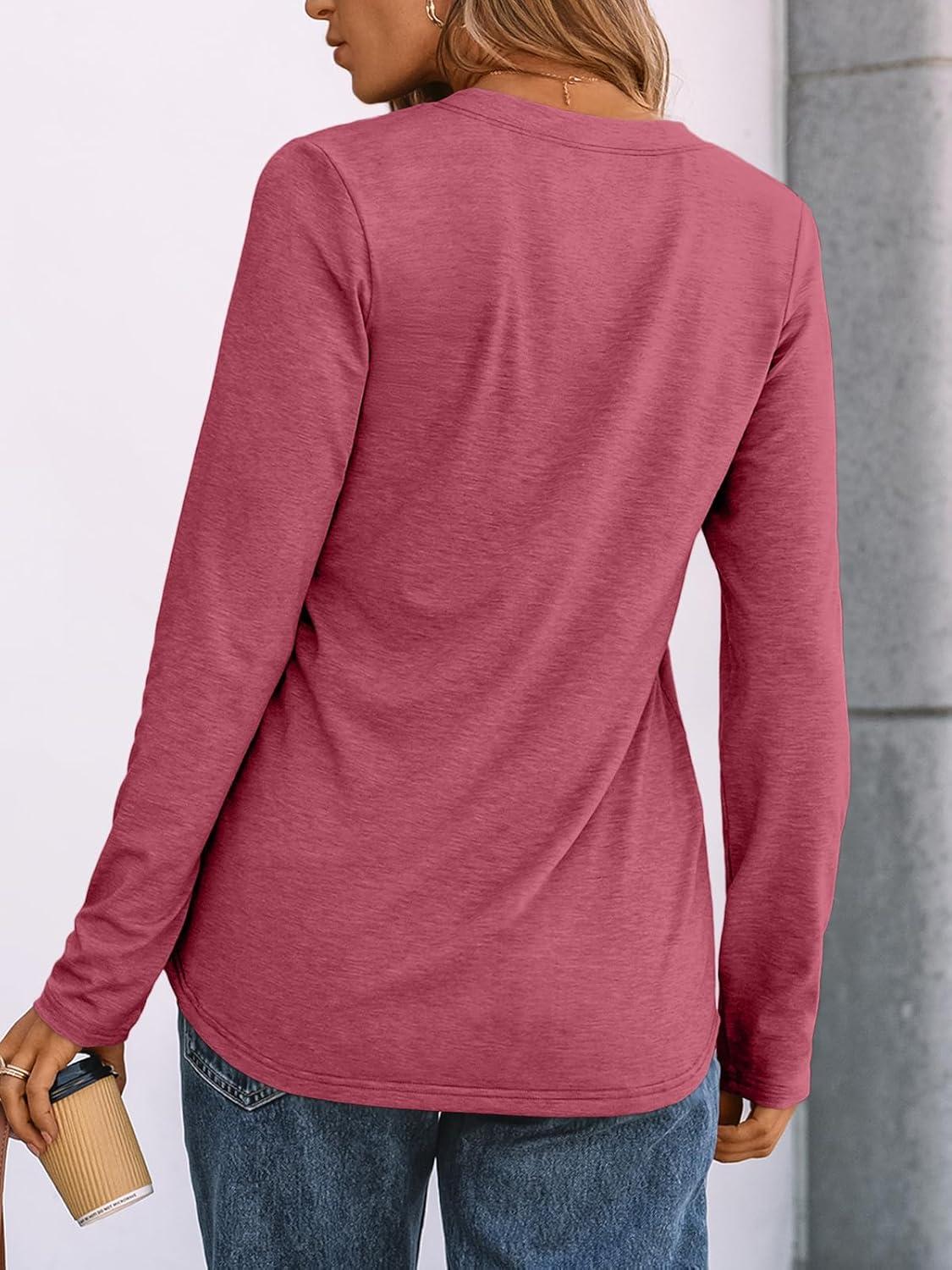 imageAUTOMET Womens Long Sleeve Shirts 2025 Fall Fashion Dressy Casual Tops Trendy Henley Blouses Cute Work Outfits ClothesRose