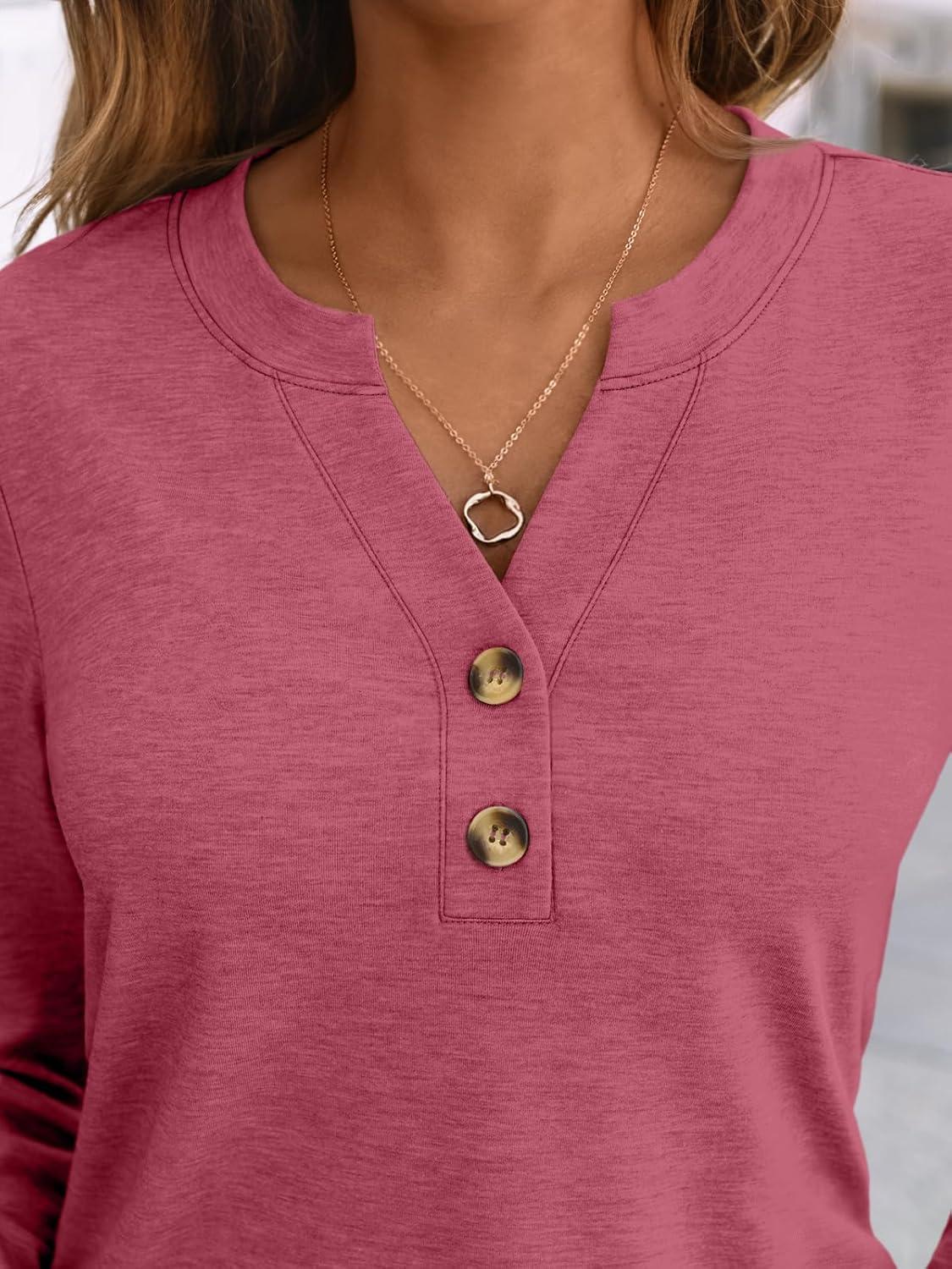 imageAUTOMET Womens Long Sleeve Shirts 2025 Fall Fashion Dressy Casual Tops Trendy Henley Blouses Cute Work Outfits ClothesRose