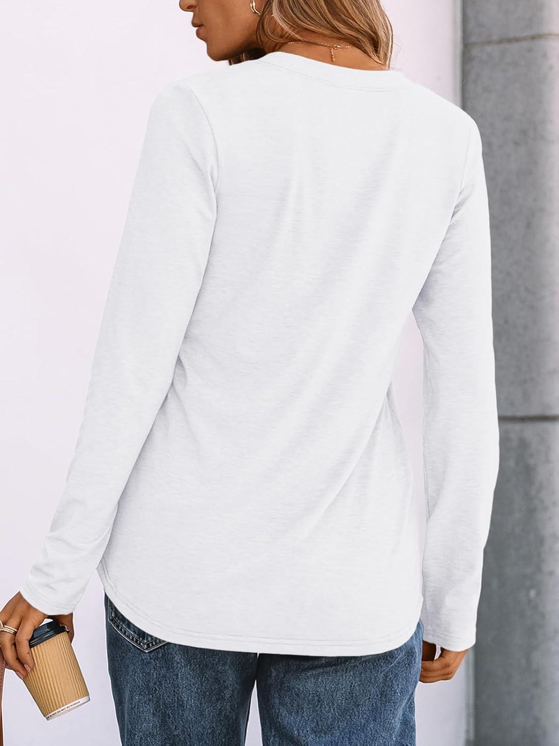 imageAUTOMET Womens Long Sleeve Shirts 2025 Fall Fashion Dressy Casual Tops Trendy Henley Blouses Cute Work Outfits ClothesWhite