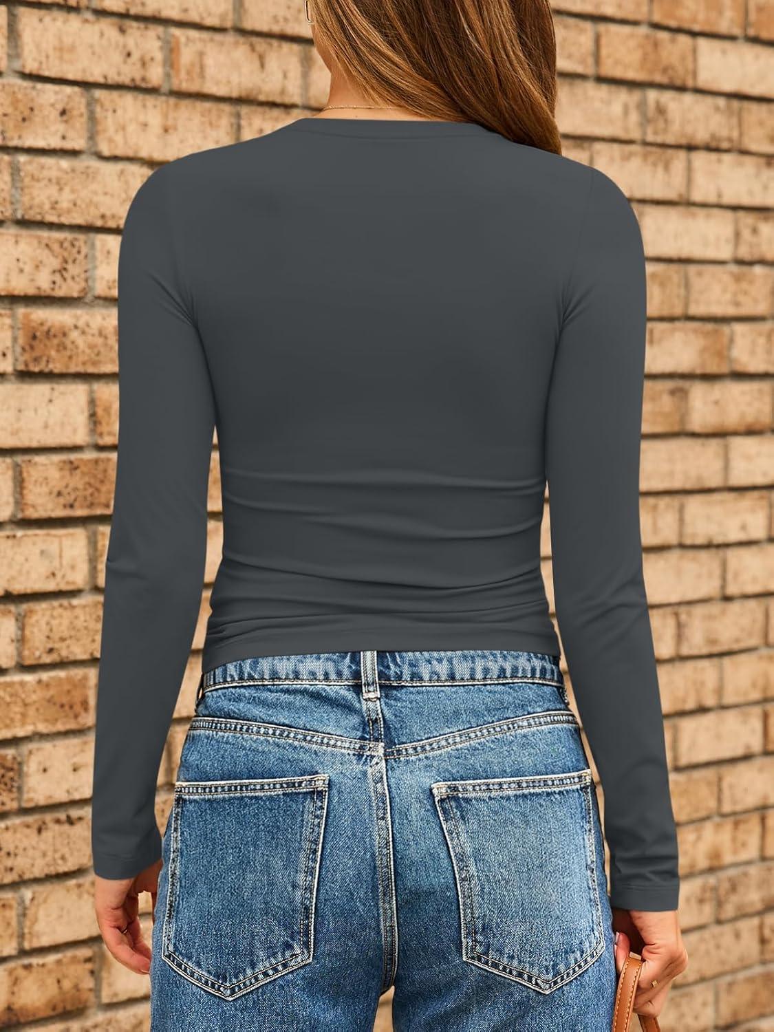imageAUTOMET Womens Long Sleeve Shirts Basic Compression Going Out Crop Tops Fall Fashion Y2K Clothes 2025Gray