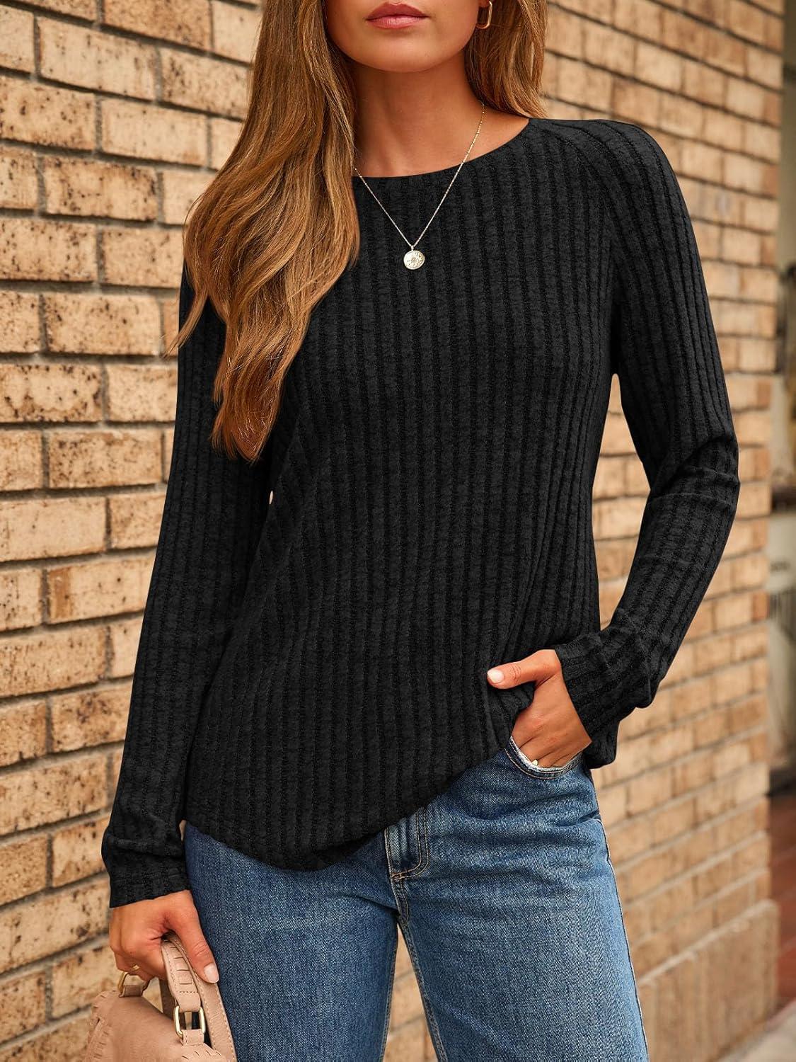 imageAUTOMET Womens Long Sleeve Shirts Fall Fashion Tops 2025 Blouses Dressy Sweaters Tunic Winter Clothes Casual OutfitsBlack