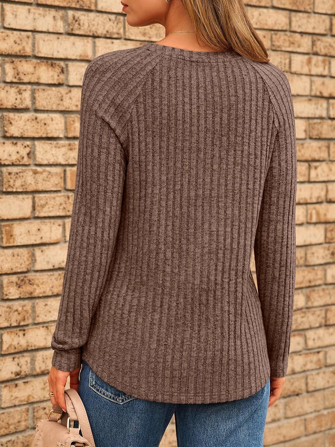 imageAUTOMET Womens Long Sleeve Shirts Fall Fashion Tops 2025 Blouses Dressy Sweaters Tunic Winter Clothes Casual OutfitsChocolate