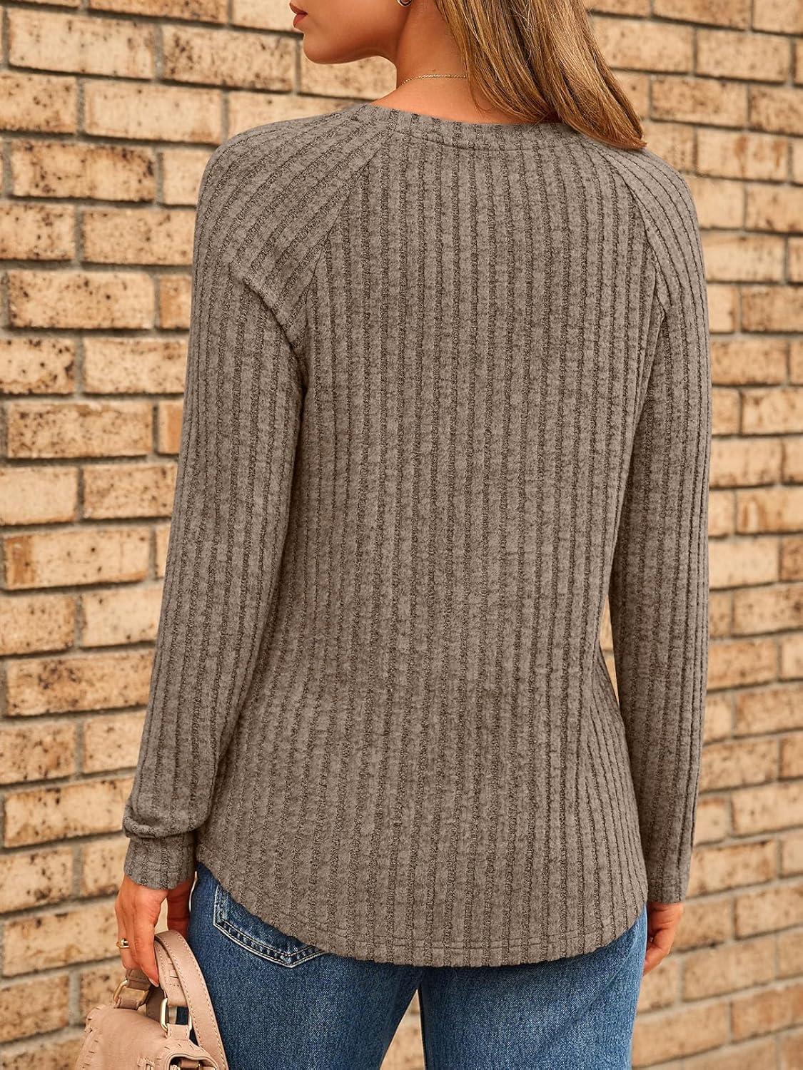 imageAUTOMET Womens Long Sleeve Shirts Fall Fashion Tops 2025 Blouses Dressy Sweaters Tunic Winter Clothes Casual OutfitsDark Khaki