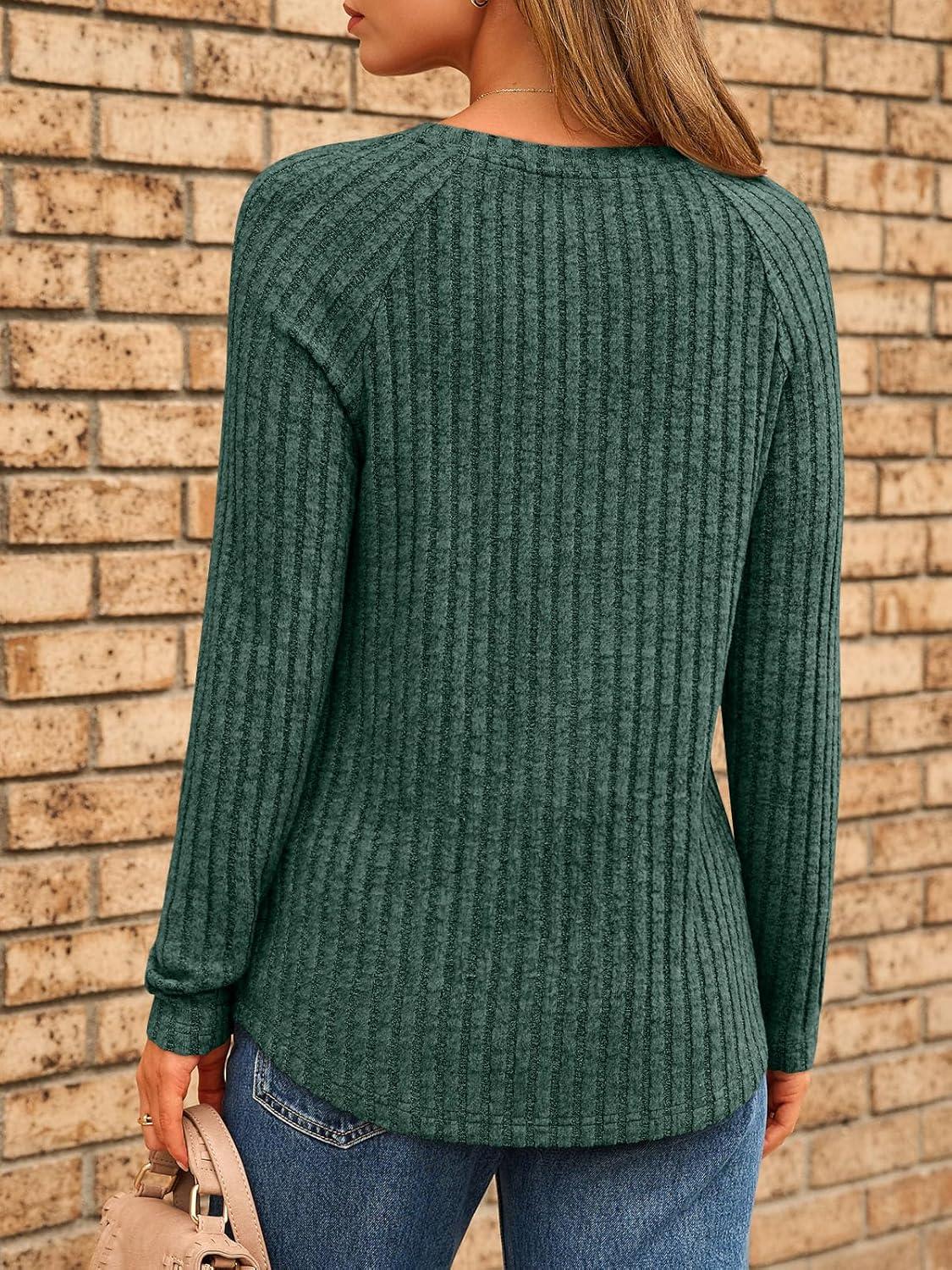 imageAUTOMET Womens Long Sleeve Shirts Fall Fashion Tops 2025 Blouses Dressy Sweaters Tunic Winter Clothes Casual OutfitsDarkgreen