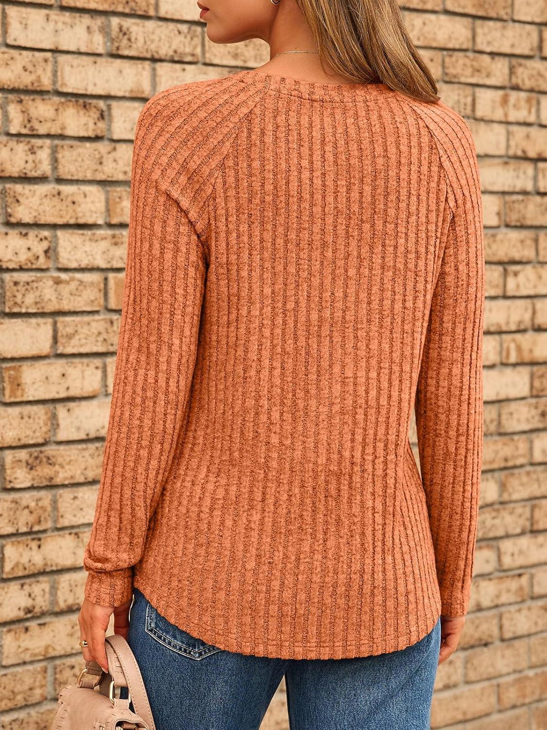 imageAUTOMET Womens Long Sleeve Shirts Fall Fashion Tops 2025 Blouses Dressy Sweaters Tunic Winter Clothes Casual OutfitsOrange