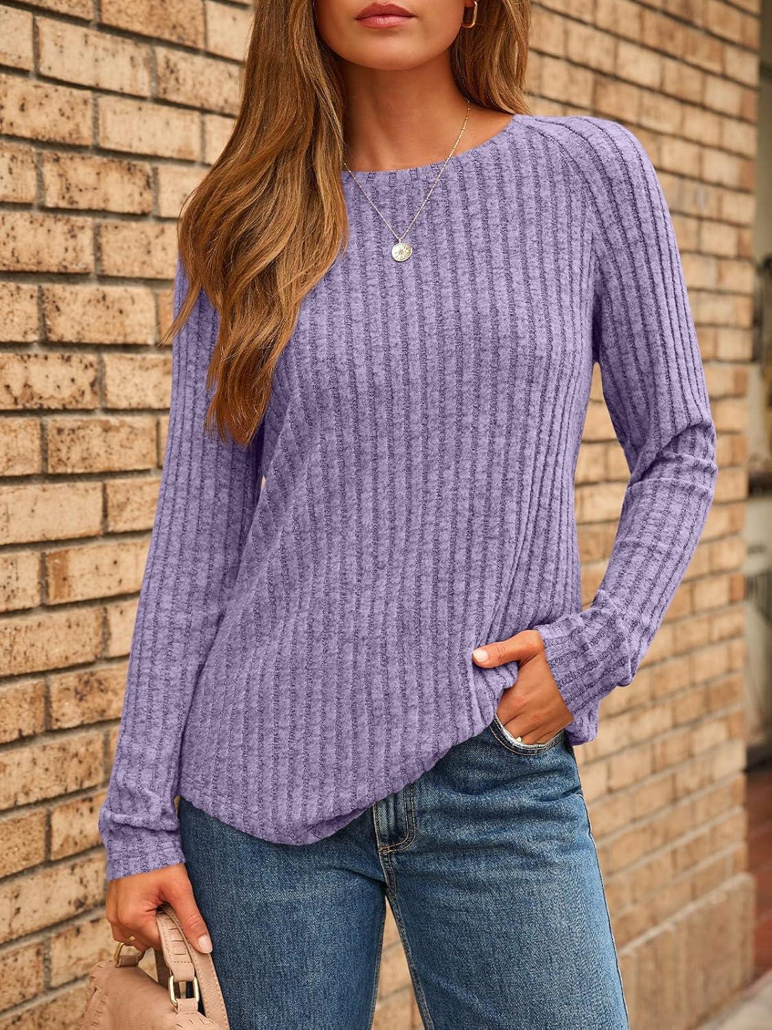 imageAUTOMET Womens Long Sleeve Shirts Fall Fashion Tops 2025 Blouses Dressy Sweaters Tunic Winter Clothes Casual OutfitsPurple