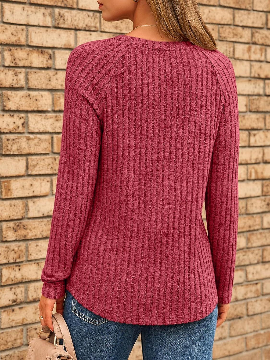 imageAUTOMET Womens Long Sleeve Shirts Fall Fashion Tops 2025 Blouses Dressy Sweaters Tunic Winter Clothes Casual OutfitsRed